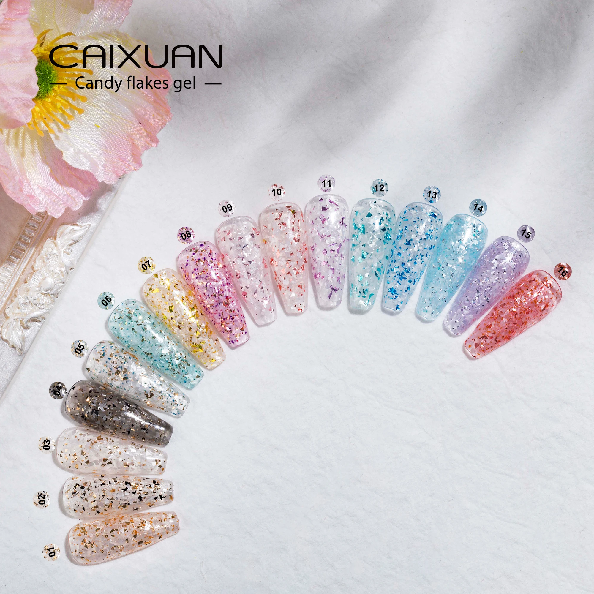 private label led UV candy flakes gel nude color nail candy Snowflakes gel