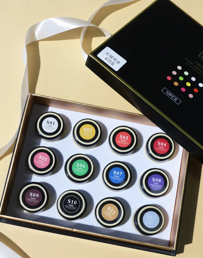 Custom private label shimmer blossoming gel nail art marble ink