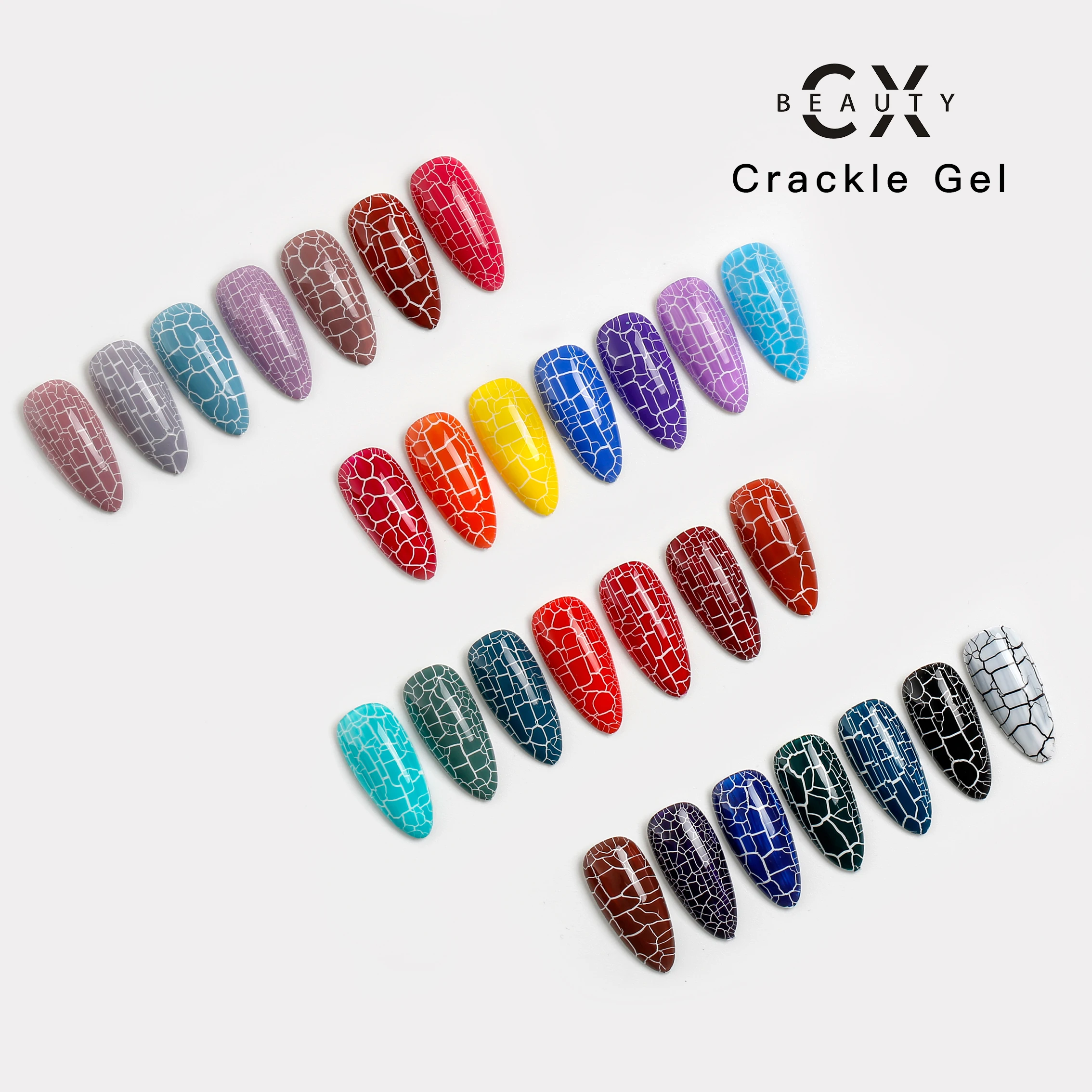 Professional CX nail polish oem factory 28 colors crackle uv gel polish for nails