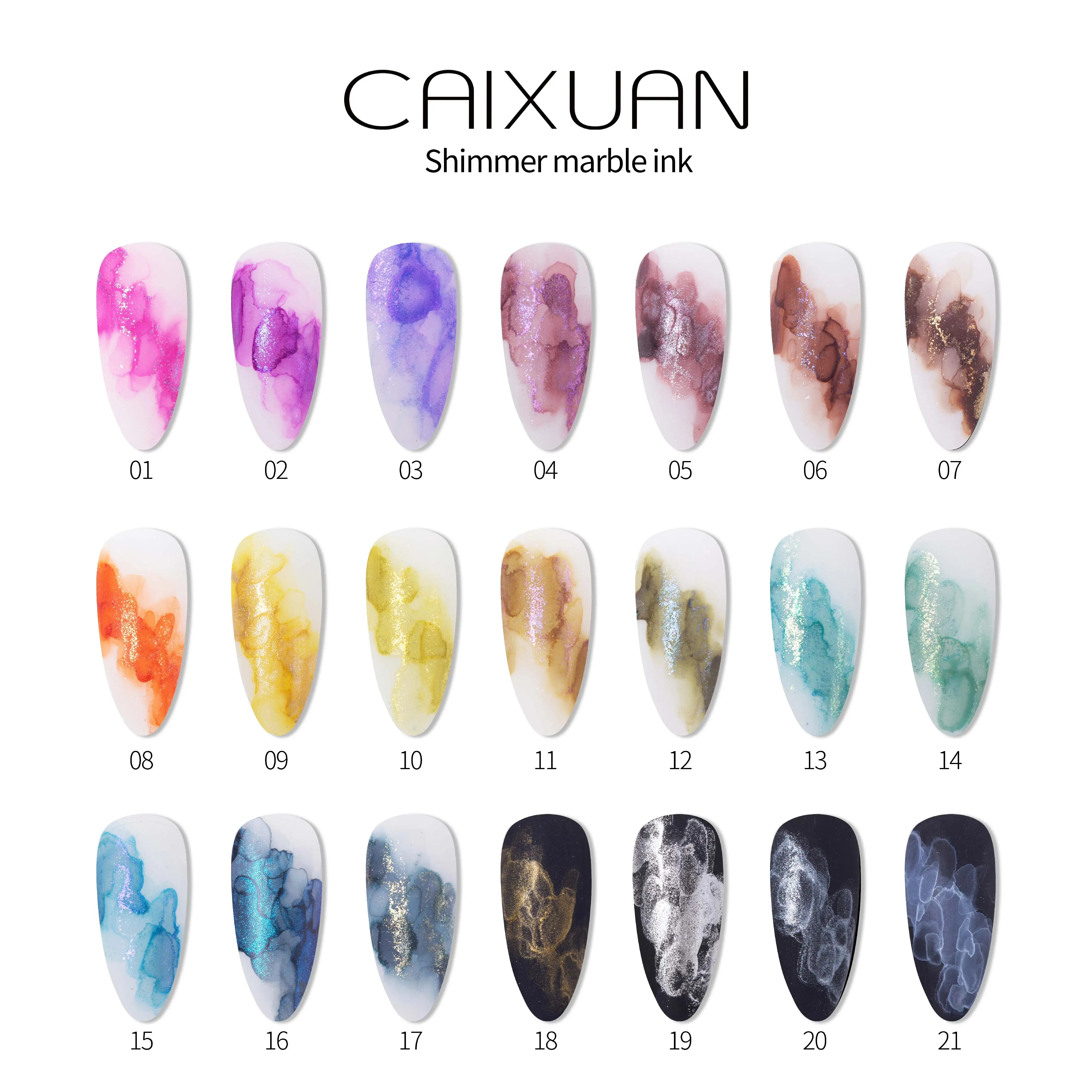 Guangzhou CX cosmetic factory latest Shimmering Marble art Ink nail gel polish for manicure