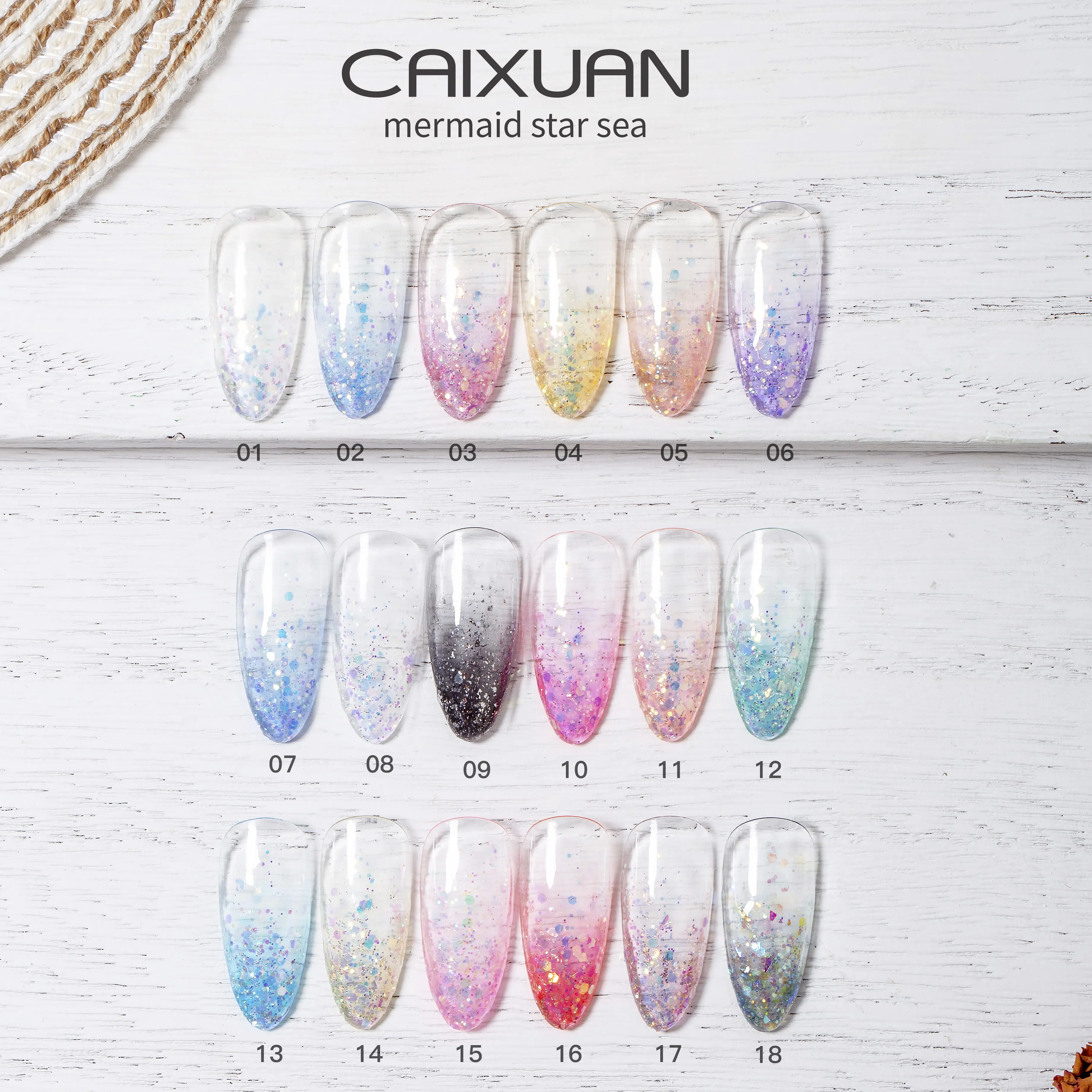 Hot Sale free samples Glitter Gel Mermaid star sea gel nail salon