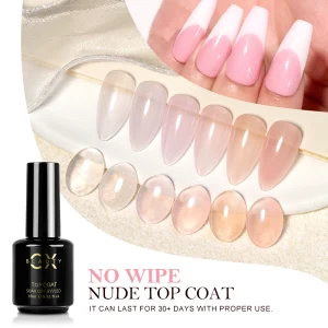 Caixuan Oem Custom 15ml 6 colors No Wipe Nude Top Coat Base Coat Gel Nail Polish No Wipe Top Coat