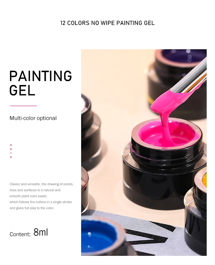 Caixuan OEM/ODM 12 Colors No Wipe Painting Gel Set UV Gel Polish Wholesale