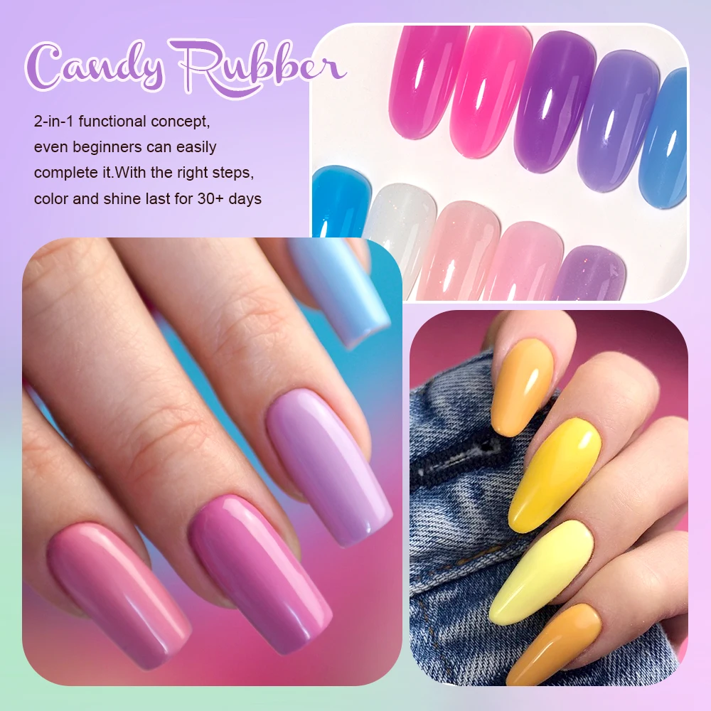 Hot Sale Candy Rubber Base for Your Nail Design Color Rubber Base
