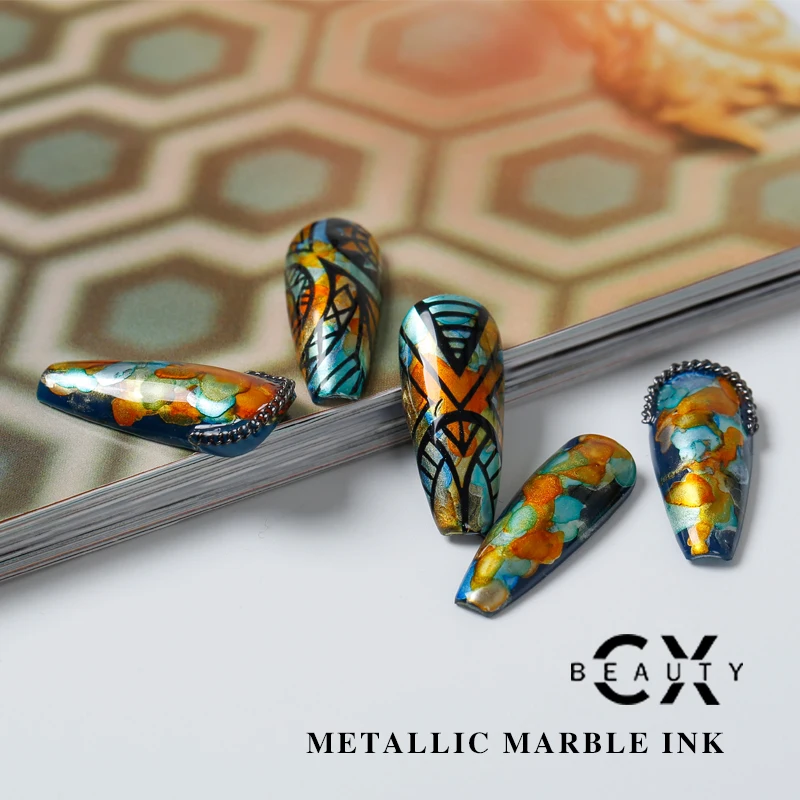 Wholesale 15ml/10ml nail beauty metallic marble ink gel uv led blossom gel long lasting
