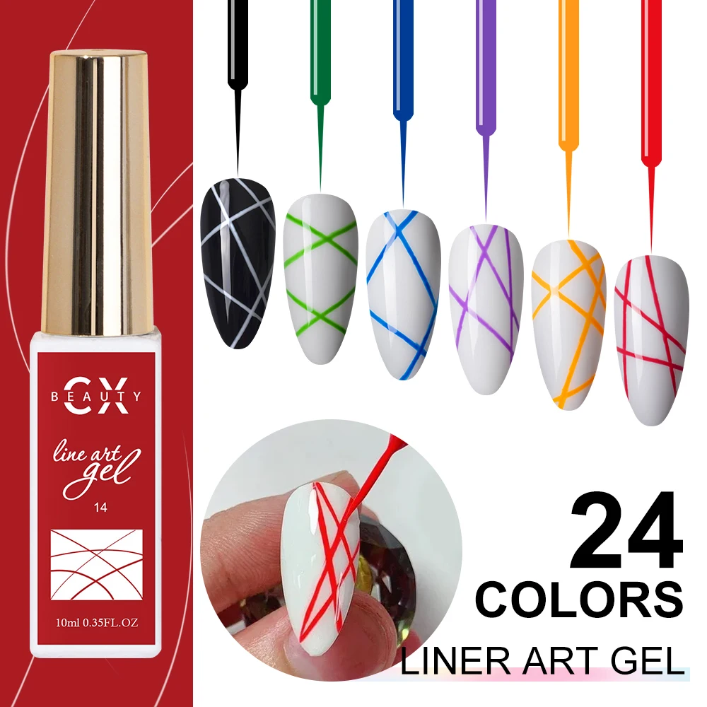 Hot Sale Free Sample 24 Colors Liner Art Gel for Nail Art