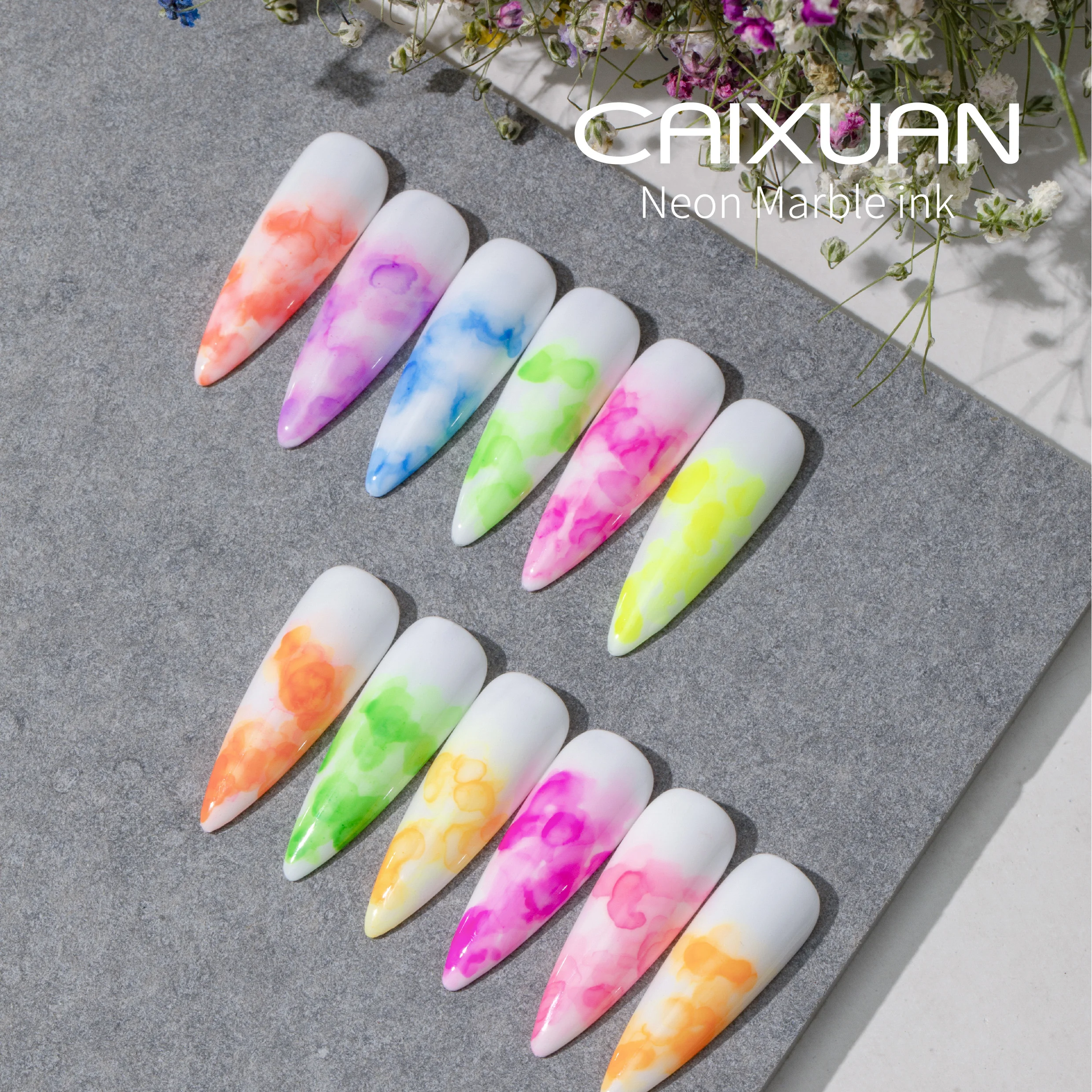 CX beauty private label oem services wholesale uv gel nail polish watercolor Neon Marble Ink for nail design