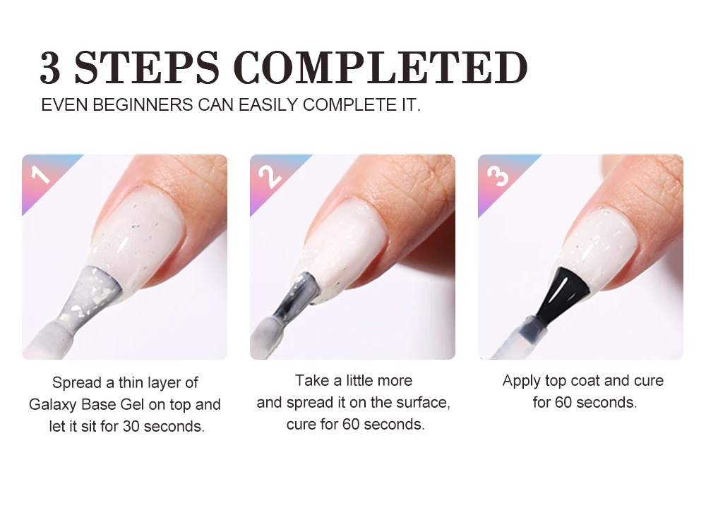 Factory Wholesale Free Samples Galaxy Base UV Gel Nail Polish Private Label Galaxy Glitter Gel