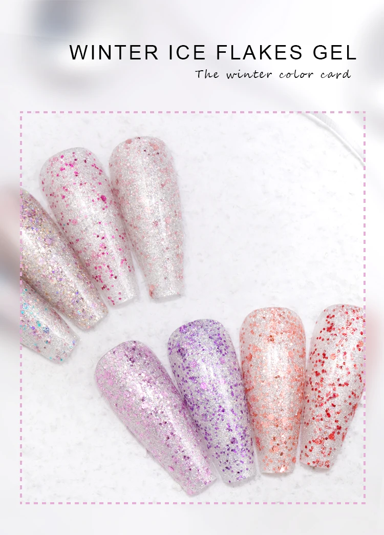 Fashion Design High Quality Winter Ice Flake Gel Free Samples Factory Price Wholesale UV Gel Polish