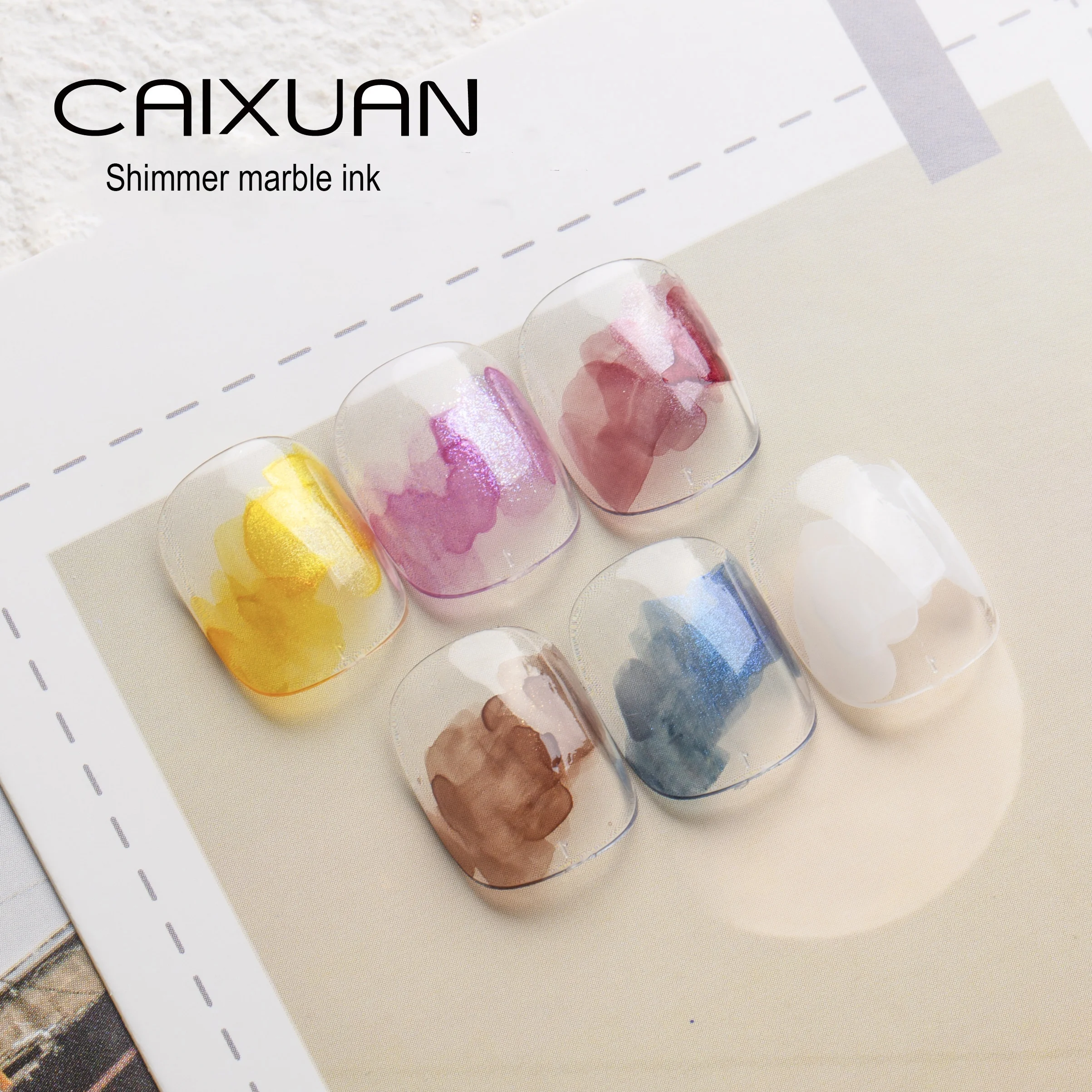 Custom private label shimmer blossoming gel nail art marble ink