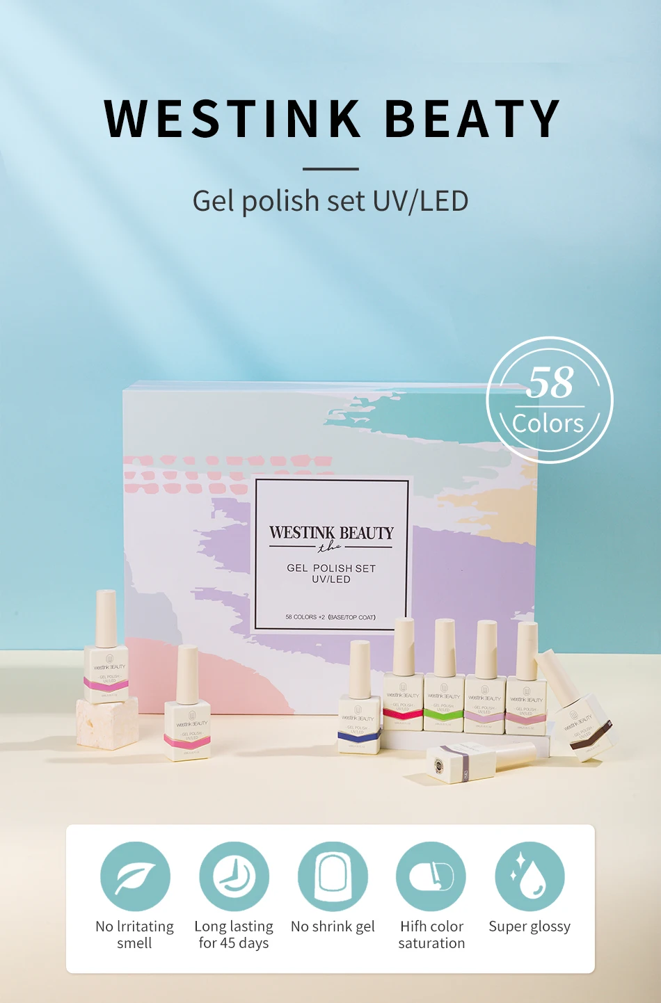 Hot Sale OEM/ODM 58 Colors Color Gel UV Gel Polish Wholesale