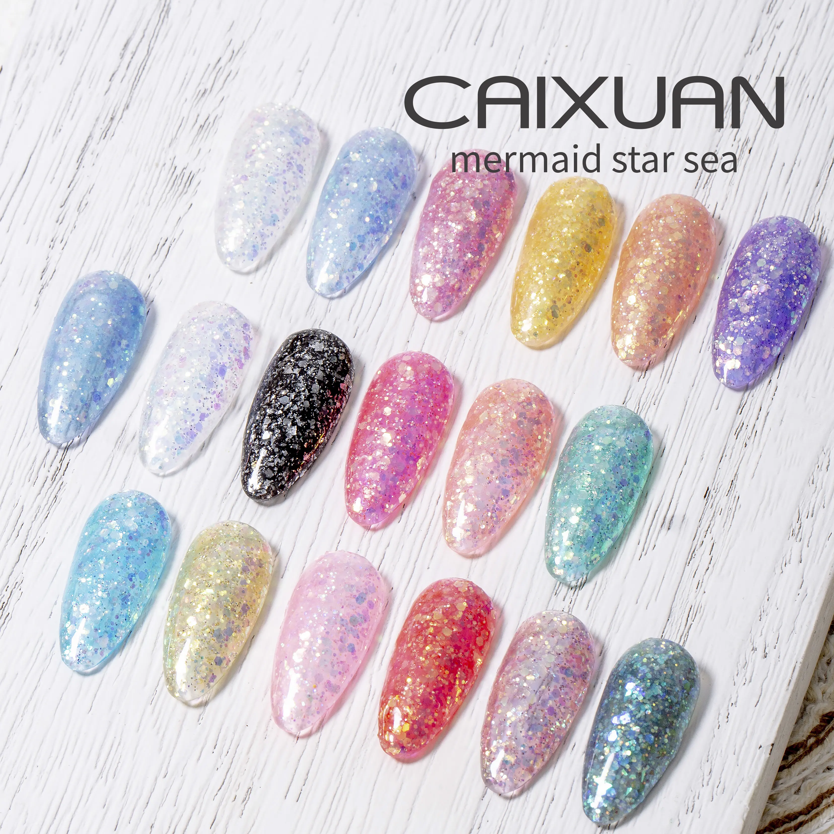 Hot Sale free samples Glitter Gel Mermaid star sea gel nail salon