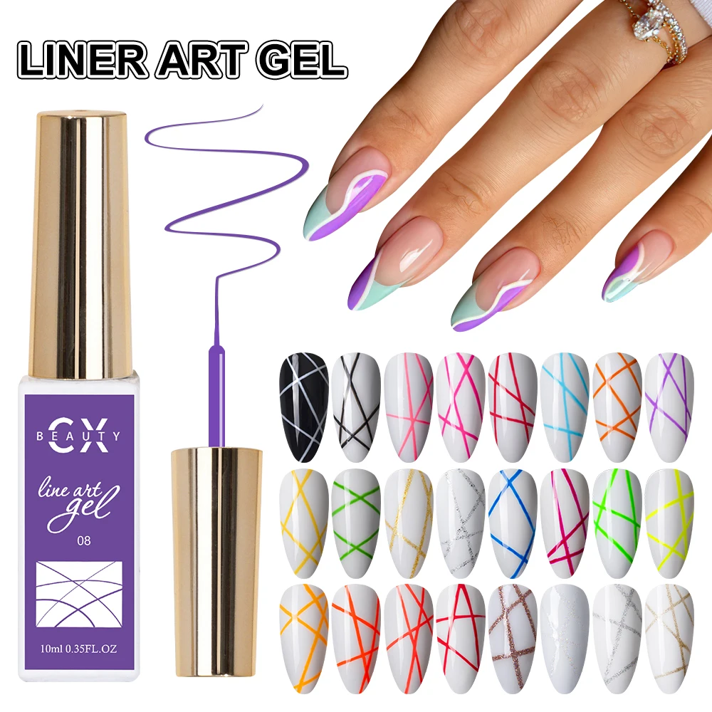 Hot Sale Free Sample 24 Colors Liner Art Gel for Nail Art