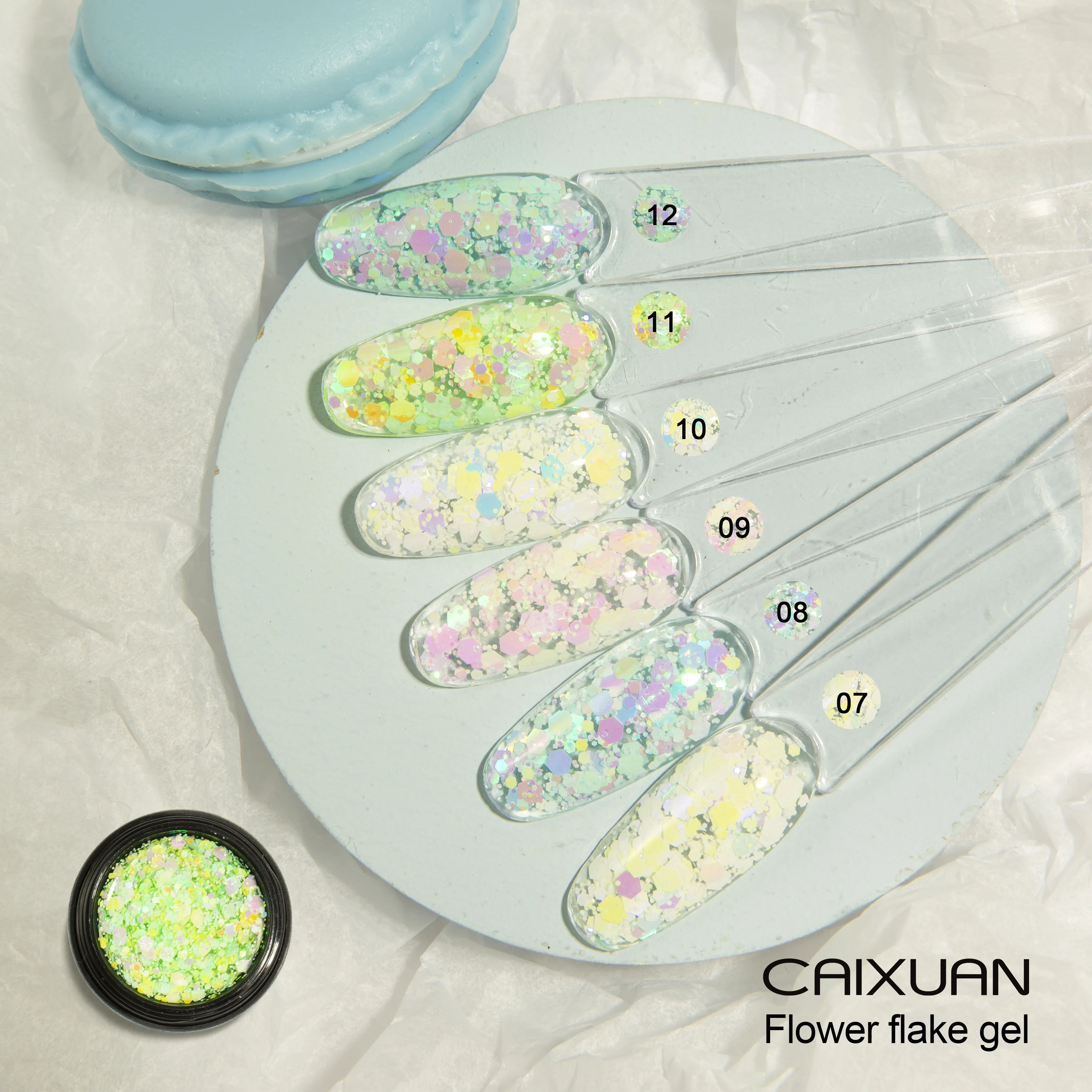 The Caixuan new arrival flower flake gel big glitter shinny uv gel