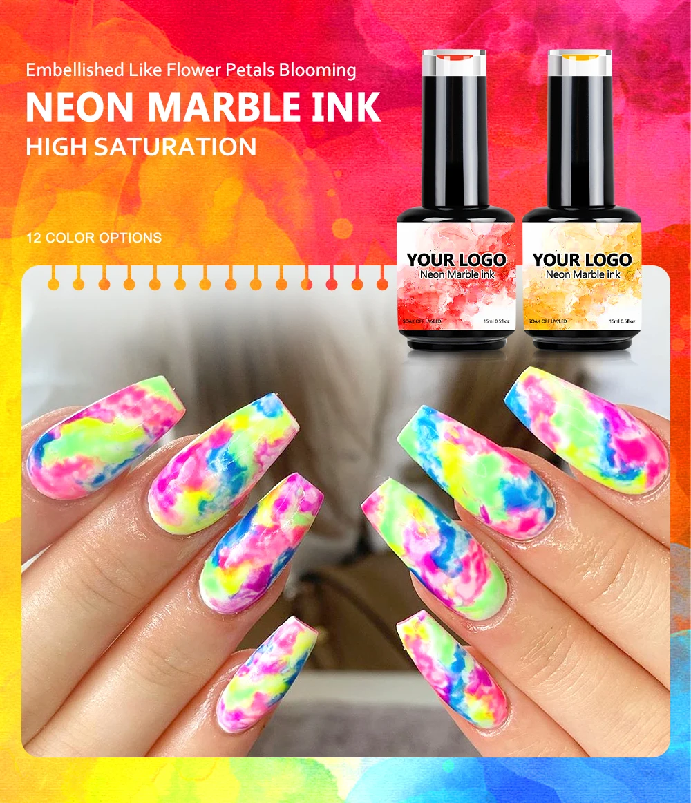 Free Sample OEM/ODM Neon Mable Ink for Nail Salon Professional Nail Supply