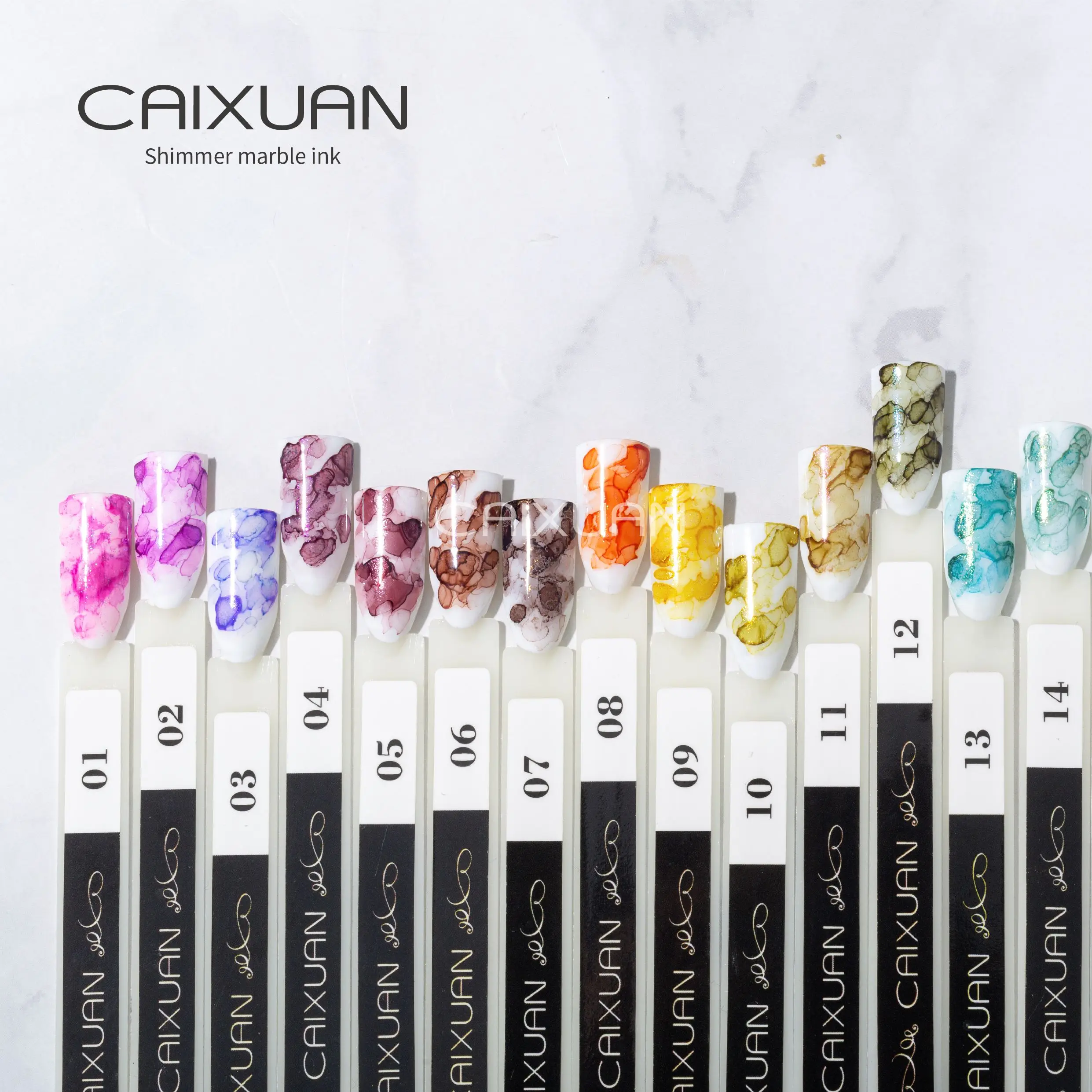 Custom private label shimmer blossoming gel nail art marble ink