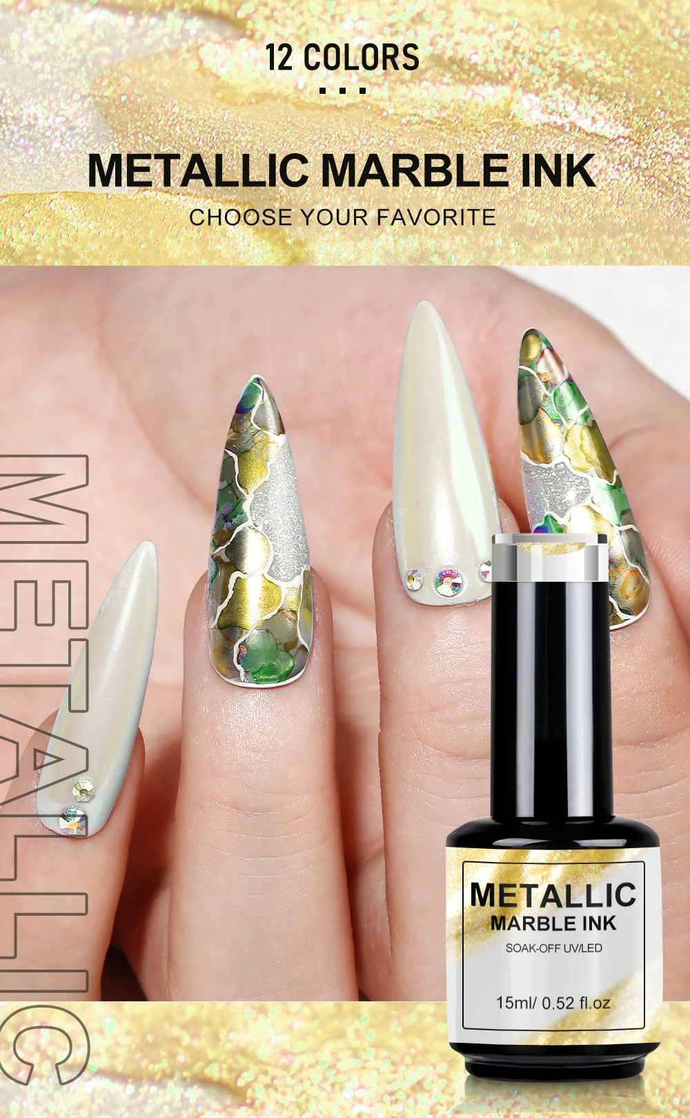 Gel Polish 15ml Metallic Mable Ink Gel Nail Polish Uv Light Nails Gel Polish