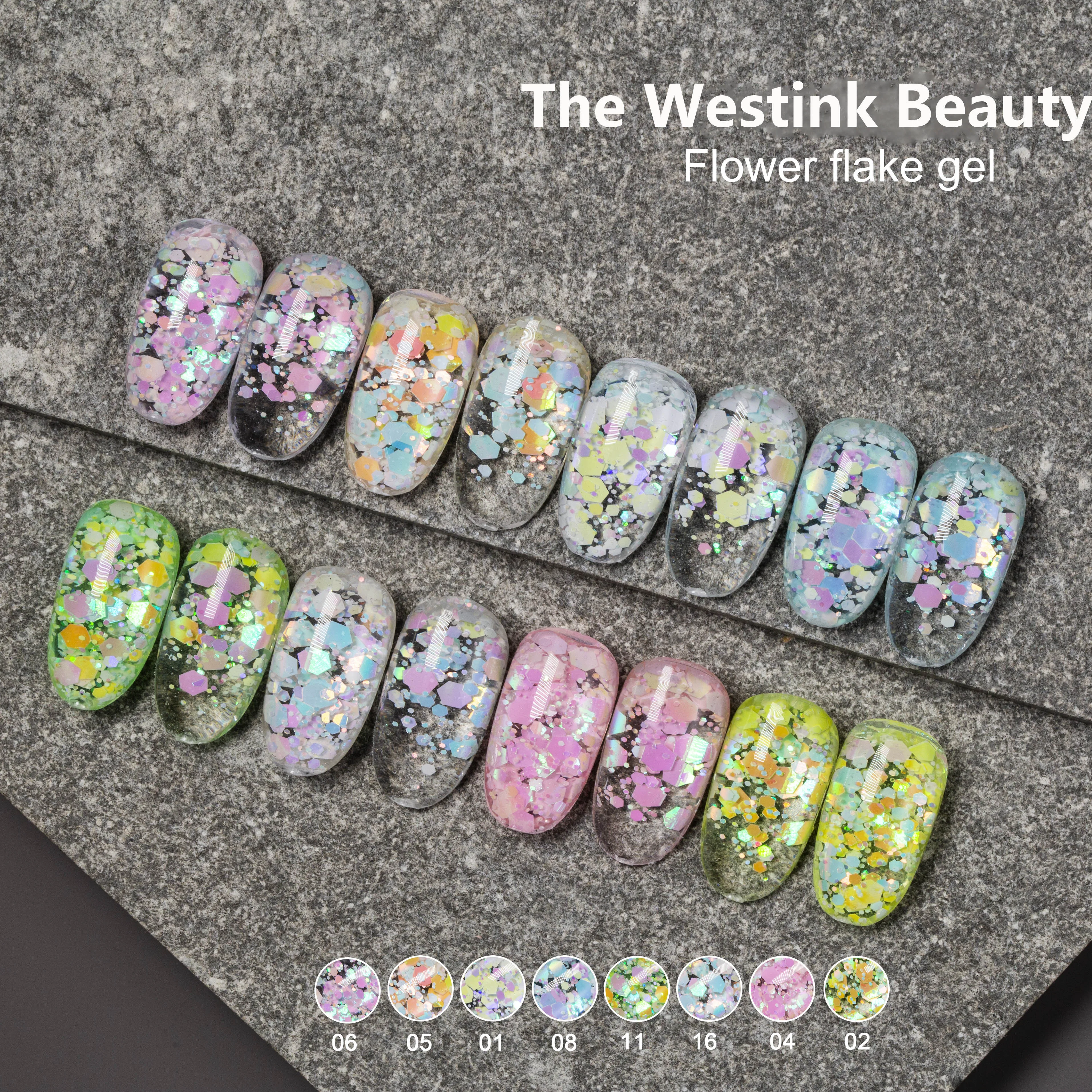 The Caixuan new arrival flower flake gel big glitter shinny uv gel