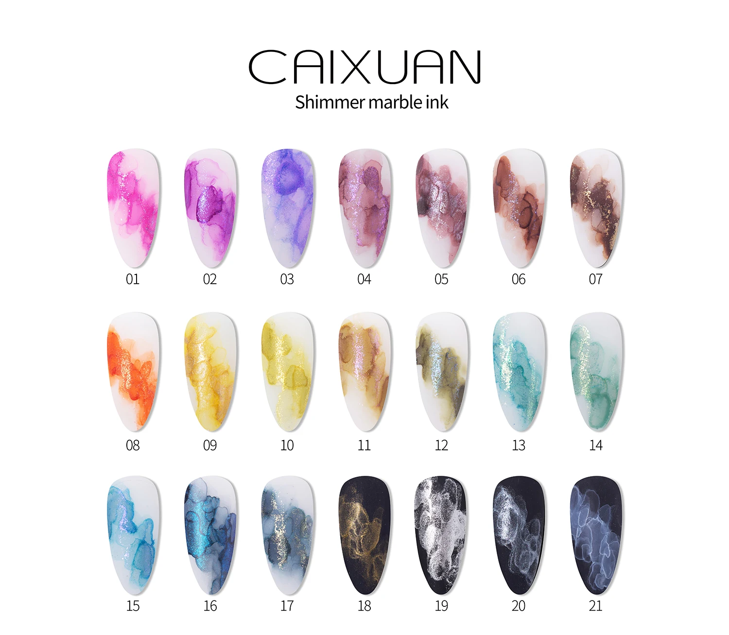 Custom private label shimmer blossoming gel nail art marble ink