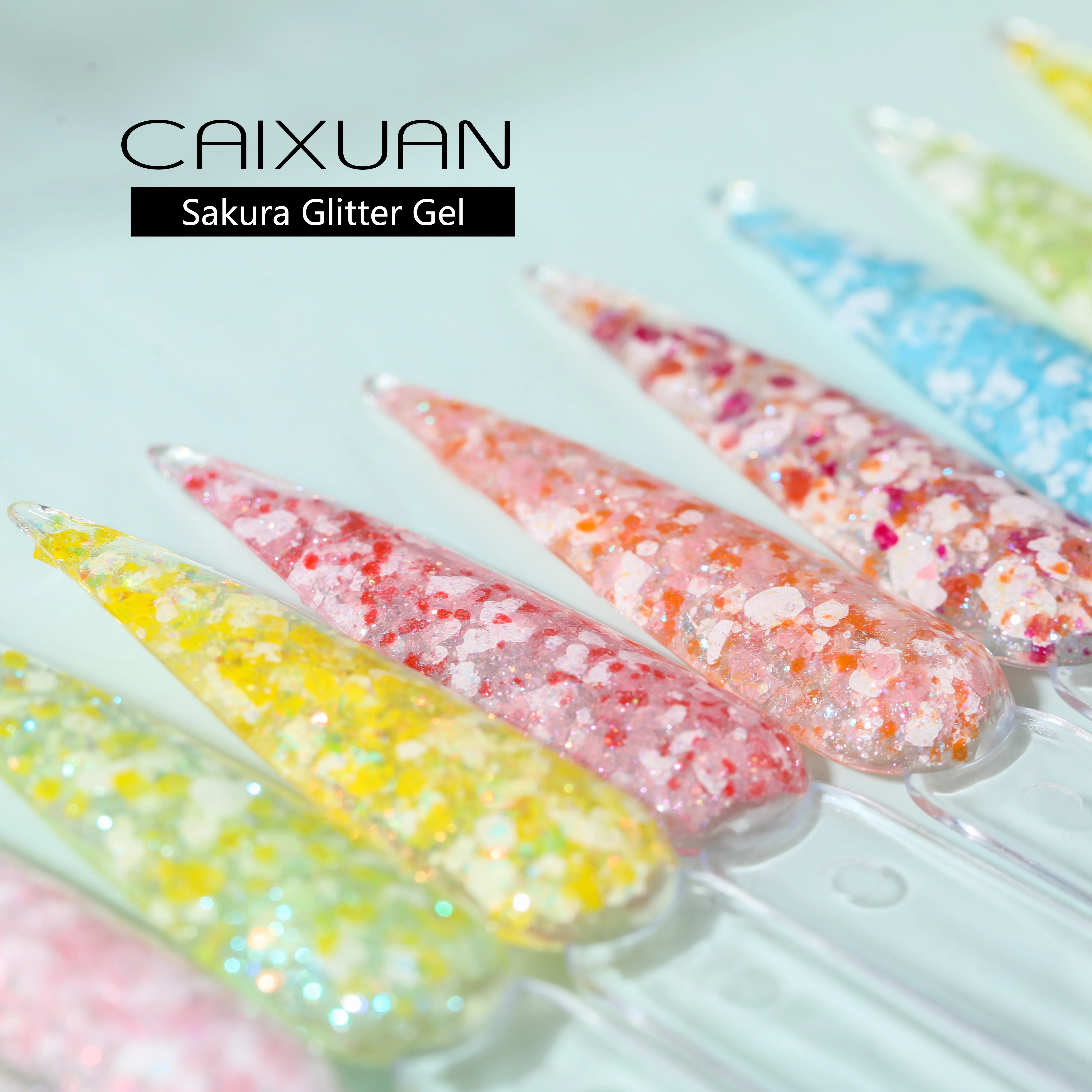 Caixuan new arrival Sakura glitter gel uv gel soak off