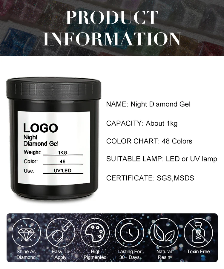 Caixuan Night Diamond Gel for Nail Salon 1kg/5kg Night Diamond Gel OEM/ODM
