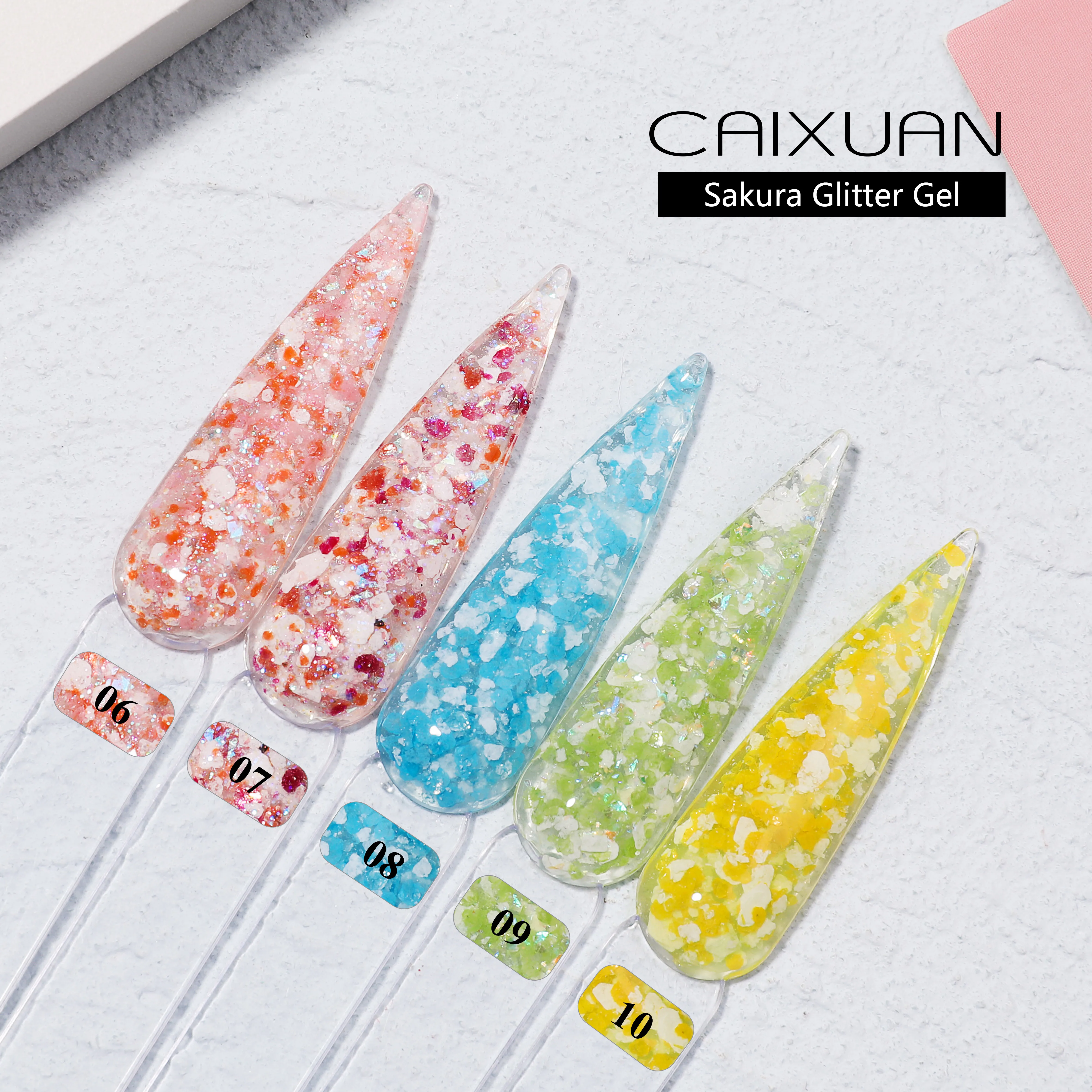 Caixuan new arrival Sakura glitter gel uv gel soak off