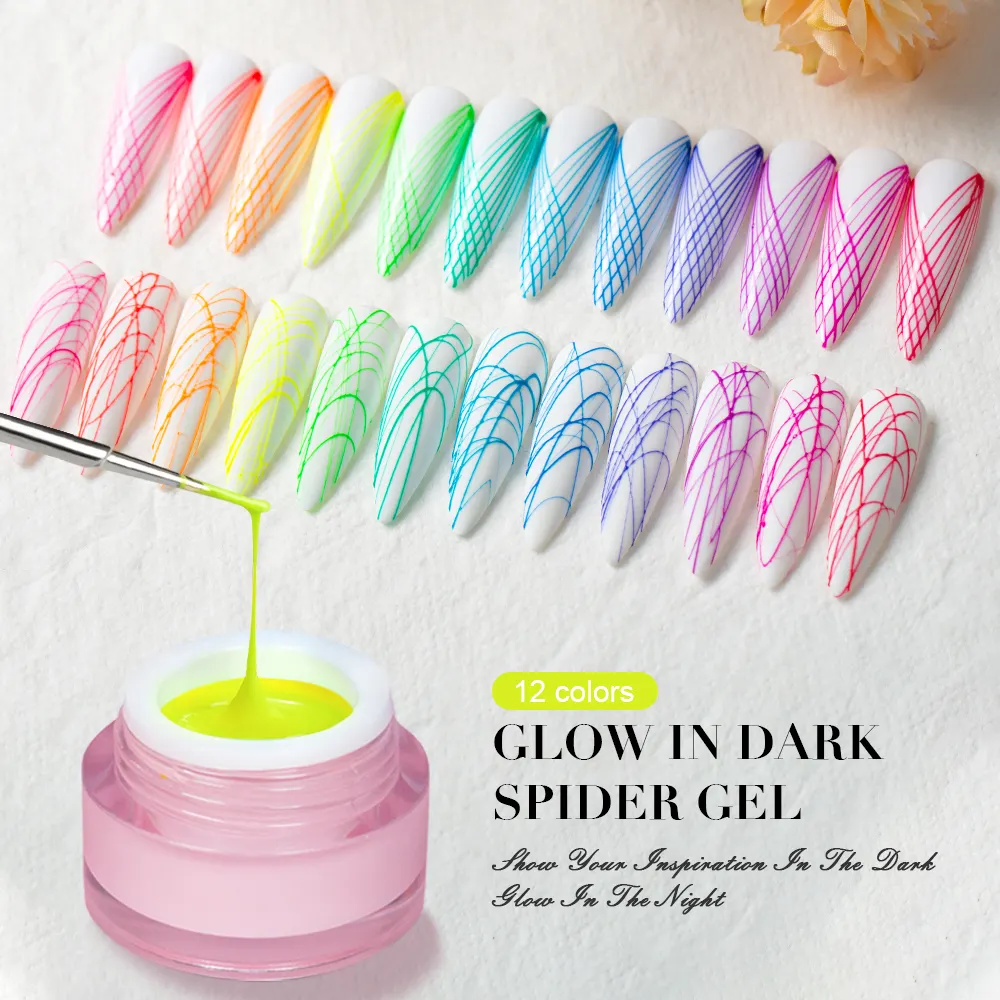 CX beauty hot selling UV gel polish neon glow in the dark Spider gel for nail art
