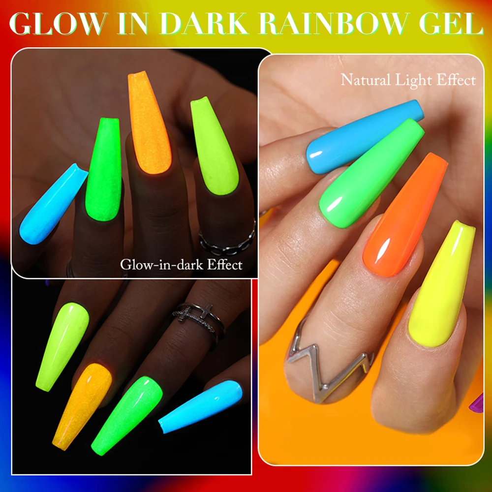 Non-toxic Good Quality Glow in Dark Rainbow Gel 36 Colors for Choice UV Gel