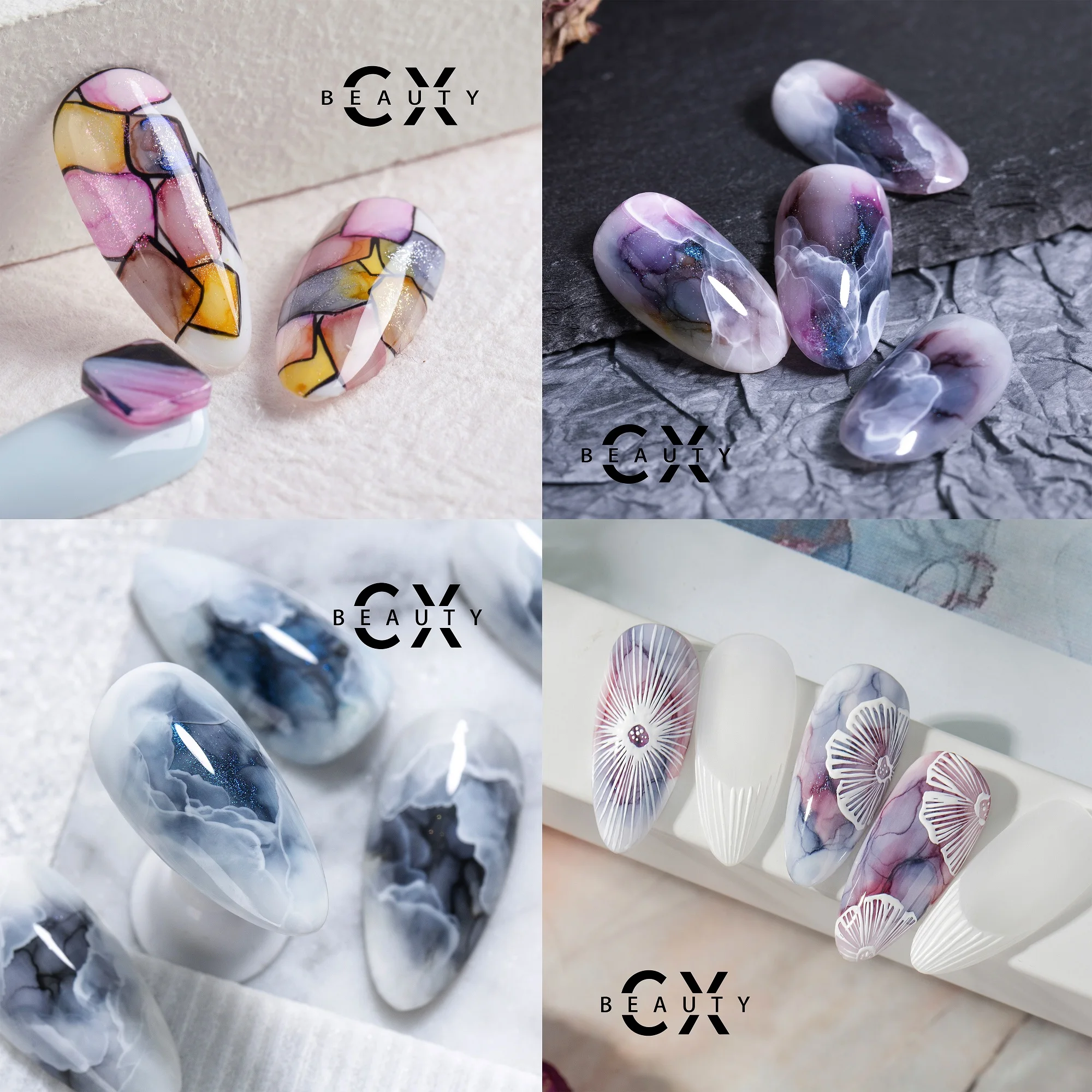 Private Label New Watercolor Marble Blooming Liquid Marble Ink with shimmer For Nails