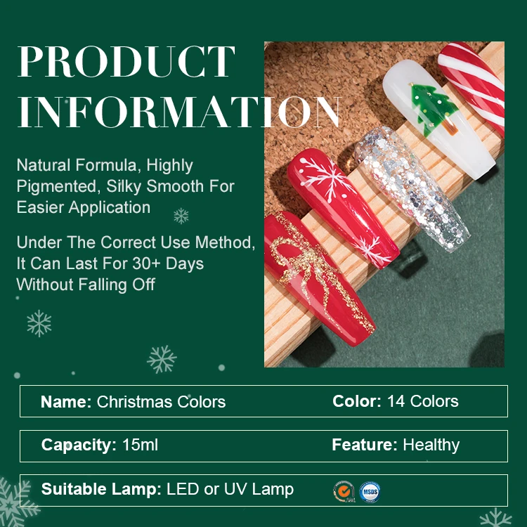 Hot 15ml Christmas Color Gel High Pigment UV Gel Polish