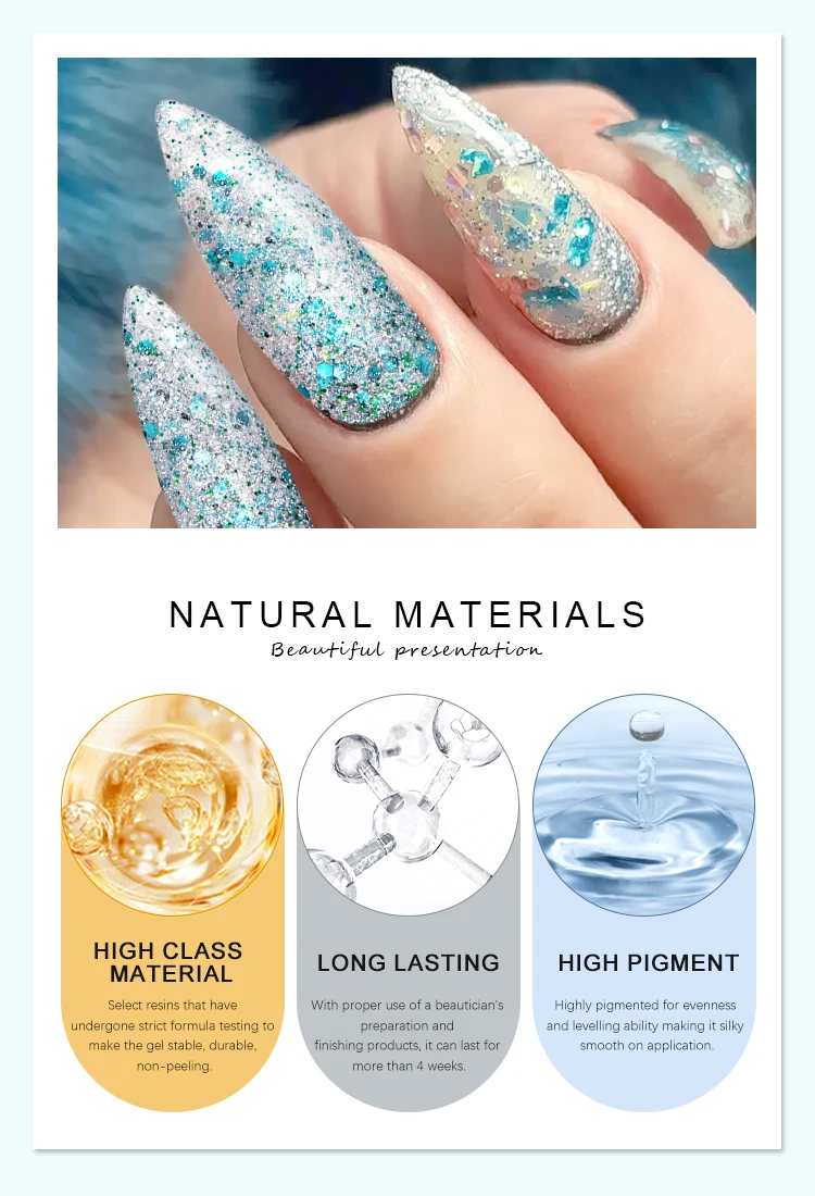Fashion Design High Quality Winter Ice Flake Gel Free Samples Factory Price Wholesale UV Gel Polish