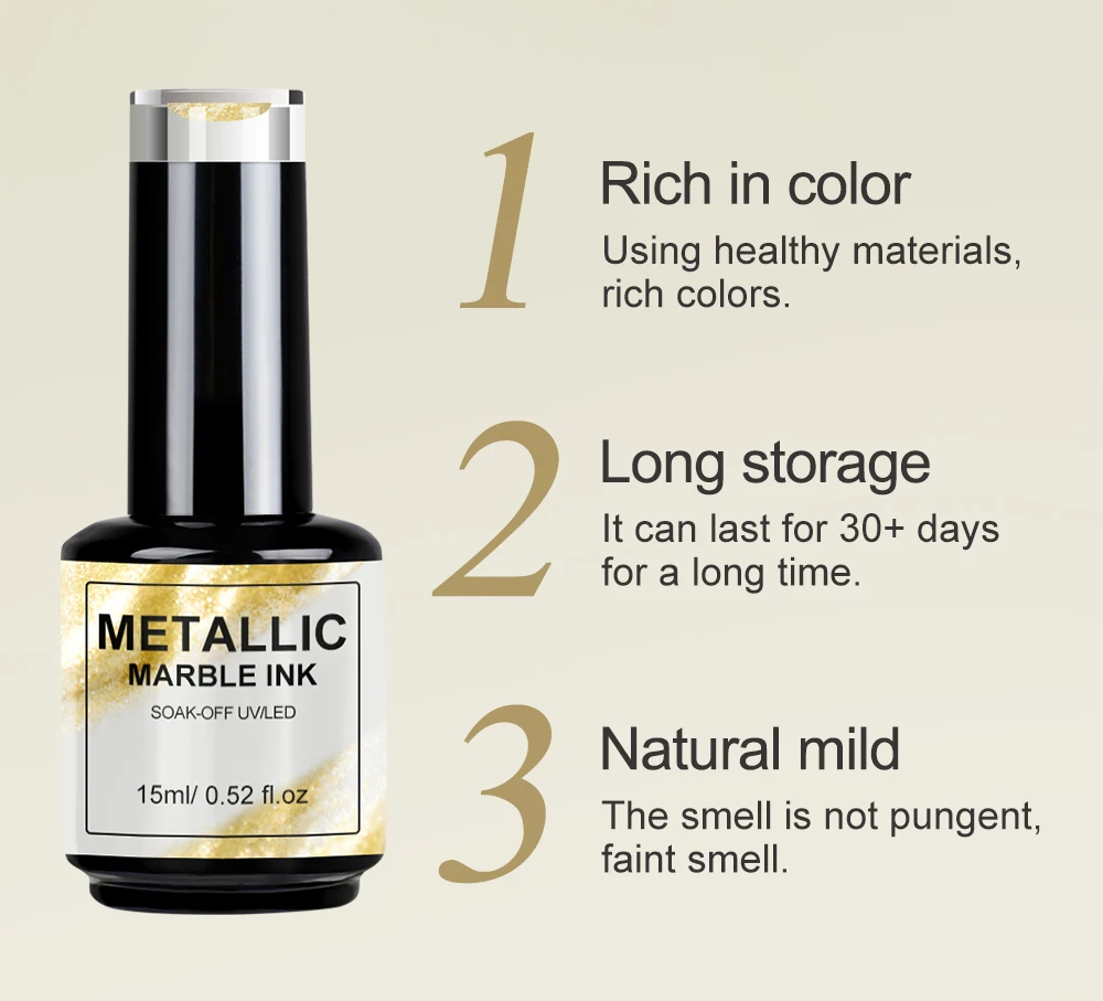 Gel Polish 15ml Metallic Mable Ink Gel Nail Polish Uv Light Nails Gel Polish