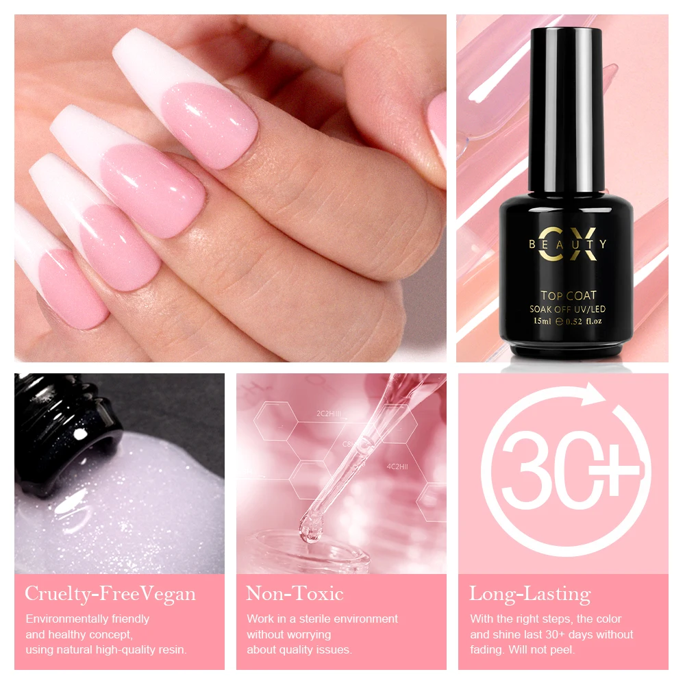 Nails Wholesale Functional Gel No Wipe Nude Top Coat Nail Art