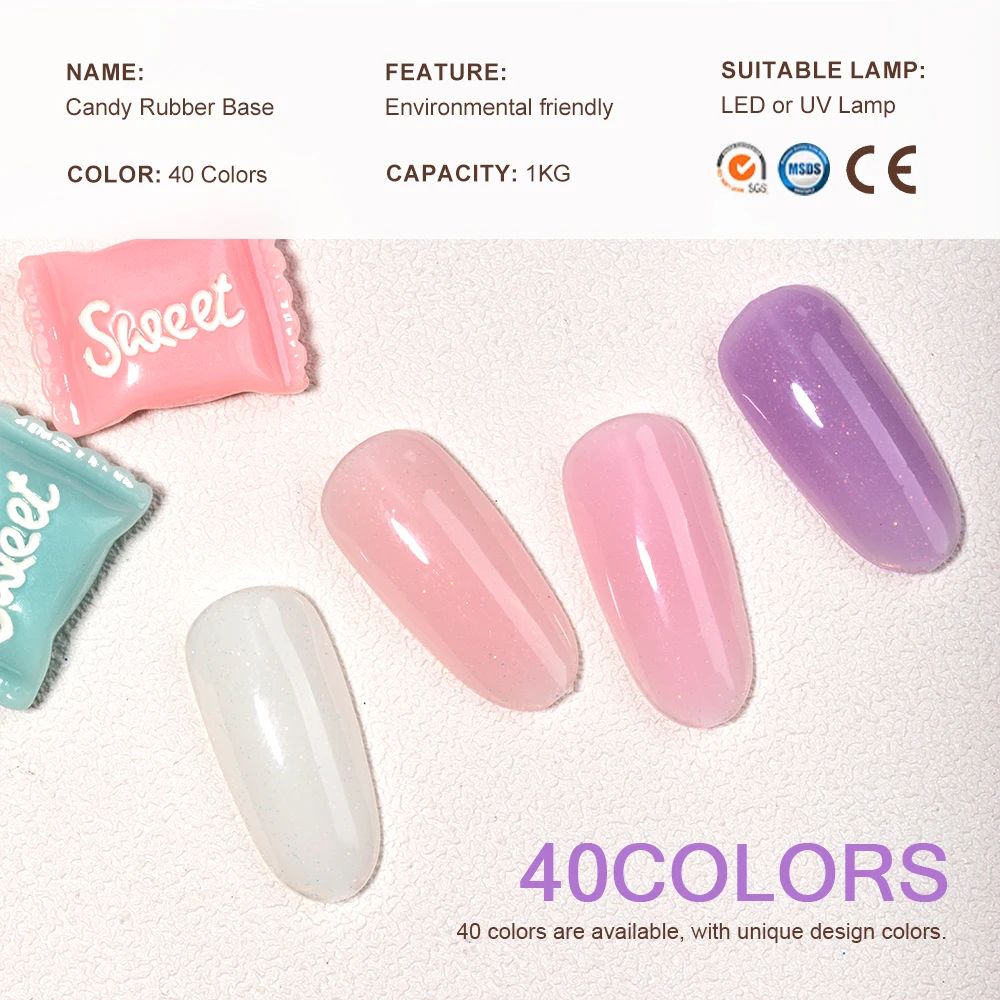 Hot Sale Candy Rubber Base for Your Nail Design Color Rubber Base