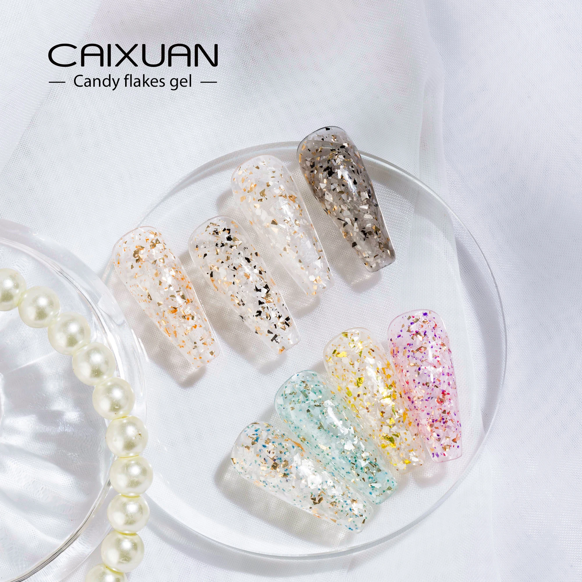 private label led UV candy flakes gel nude color nail candy Snowflakes gel