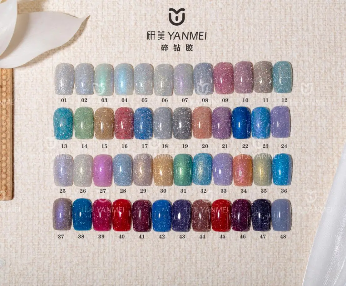 2021 New Arrival Glitters night Diamond color Nail Gel Polish Private label OEM 48 colors 15ml