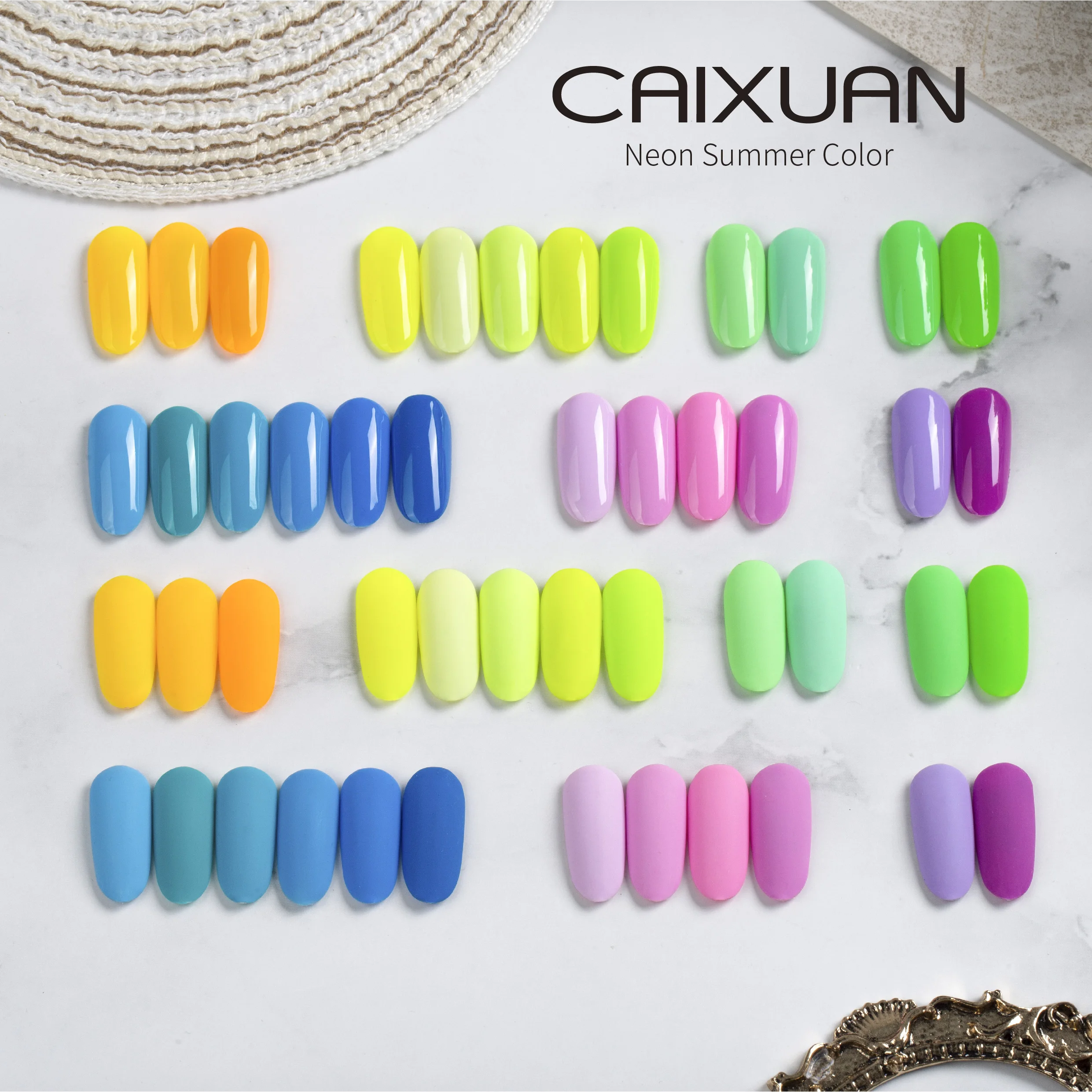 Caixuan 48 neon summer colors UV/LED gel polish with custom private label