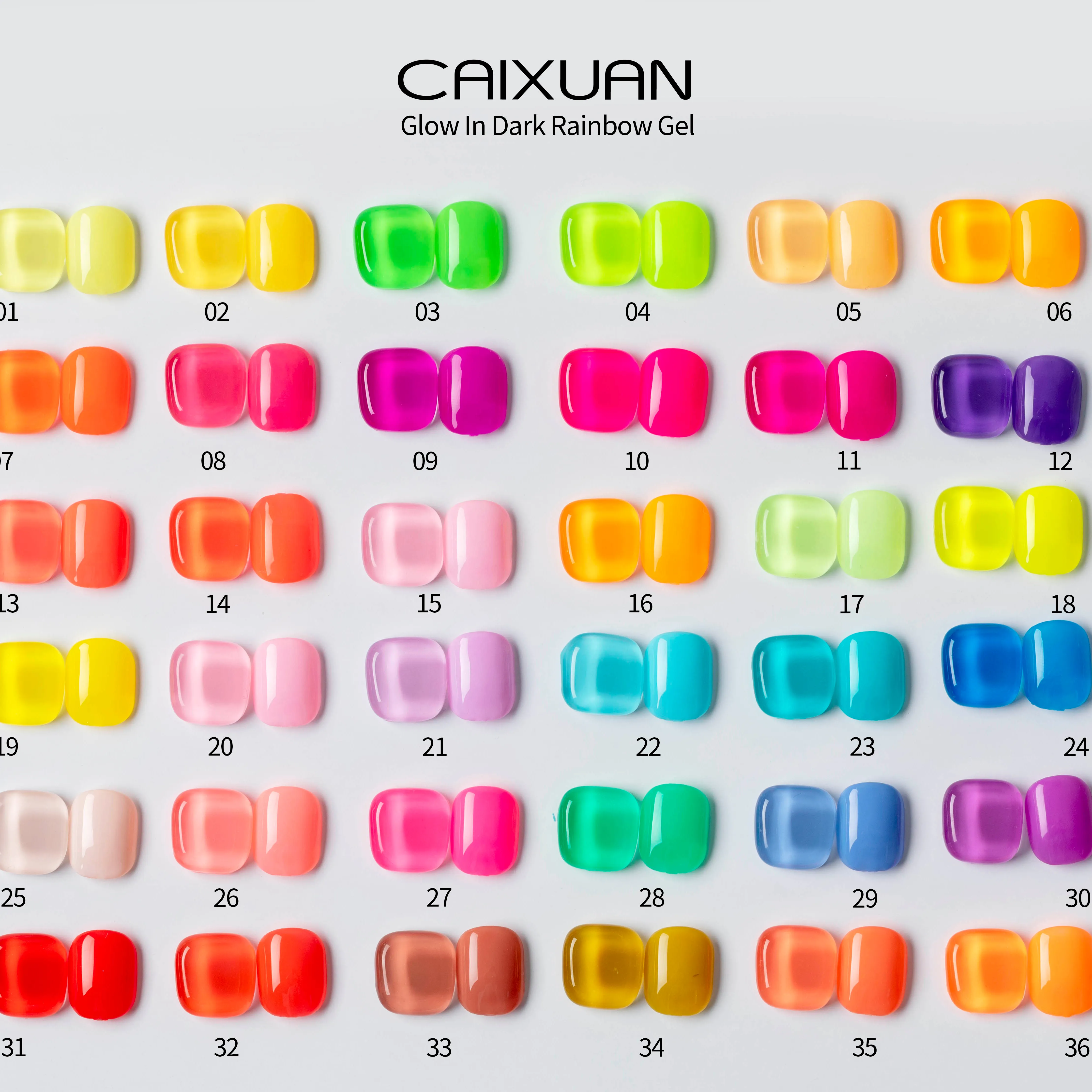 2022 newest neon Glow In Dark Rainbow Gel Soak Off uv gel nail polish with customized logo
