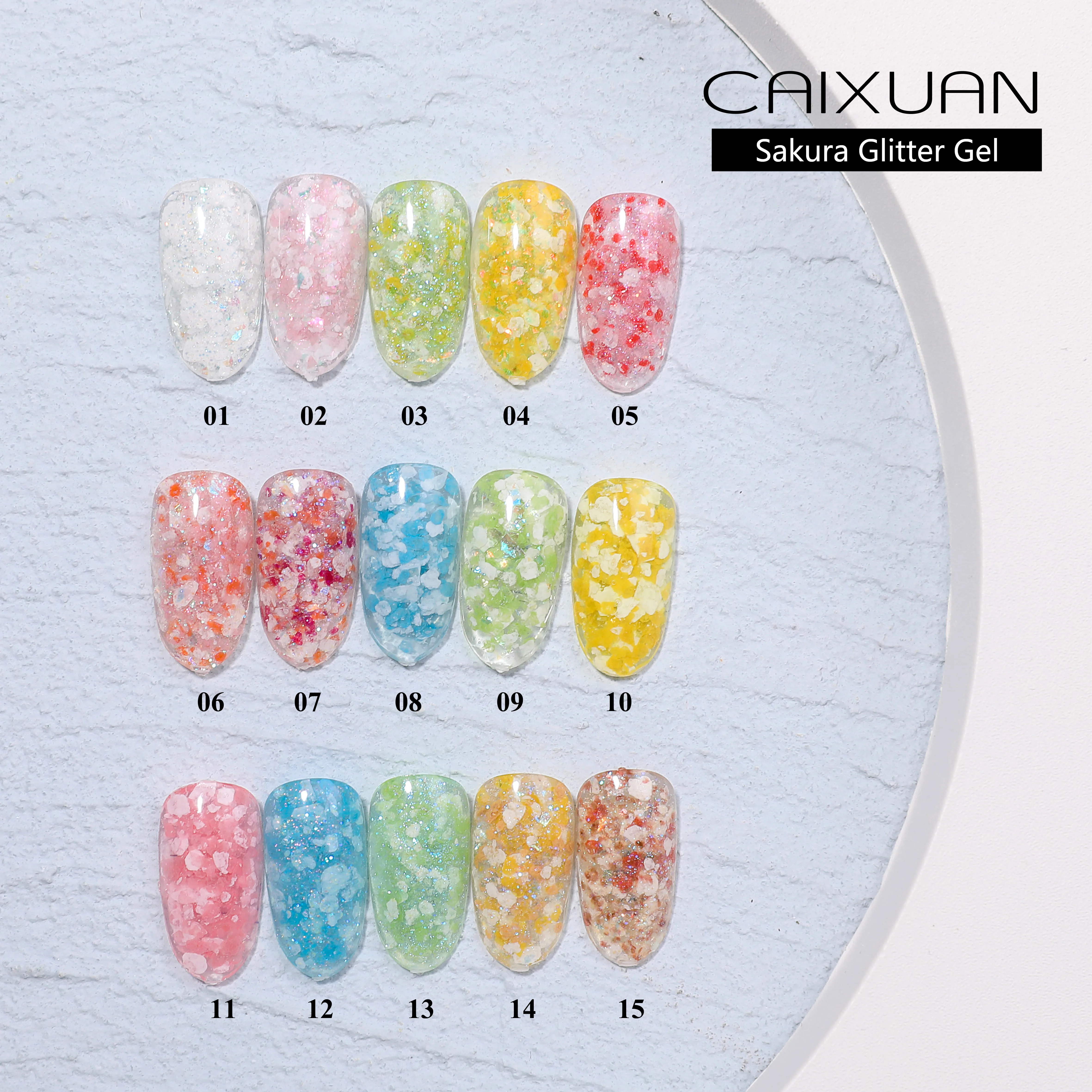 Caixuan new arrival Sakura glitter gel uv gel soak off