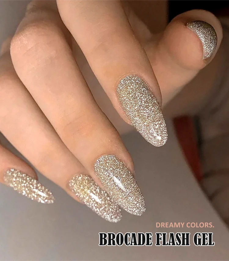 Hot Sale Brocade Flash Gel Bling Effect Nail Gel Manufacture High Quality Nail Gel Polish