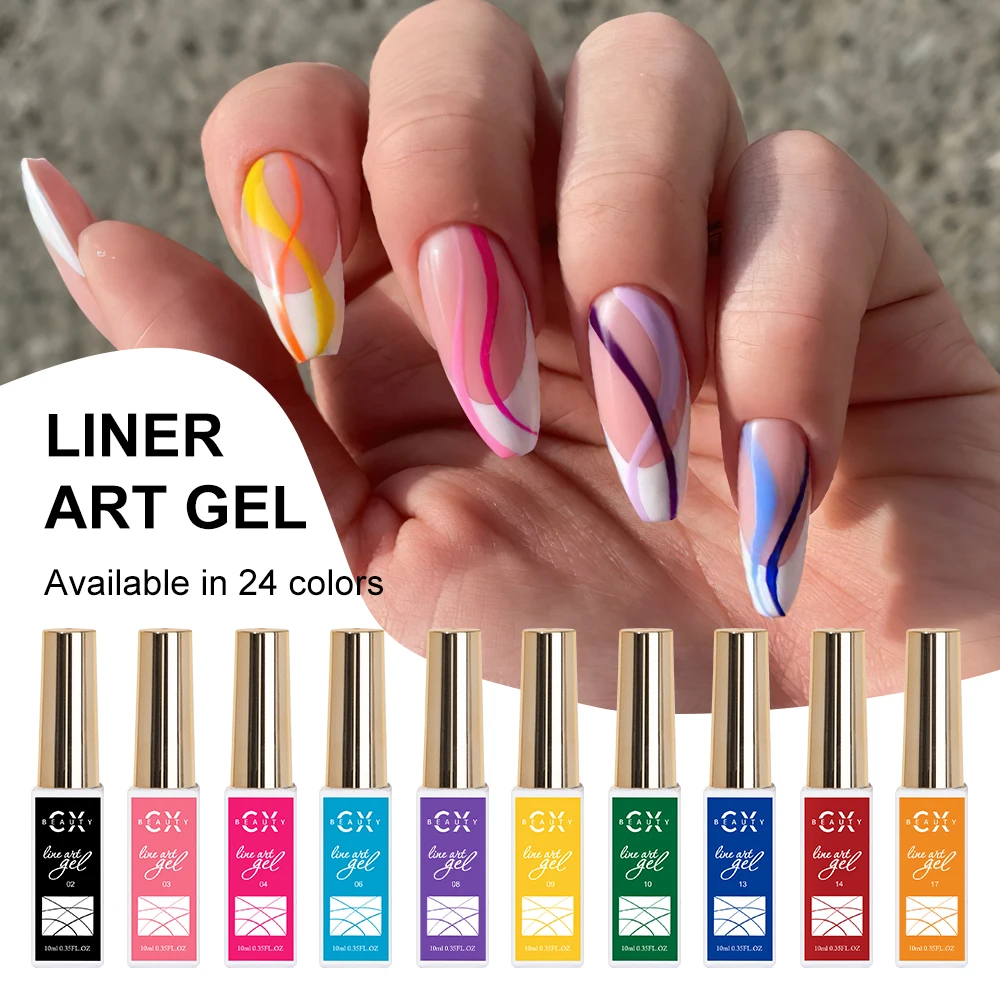 Hot Sale Free Sample 24 Colors Liner Art Gel for Nail Art