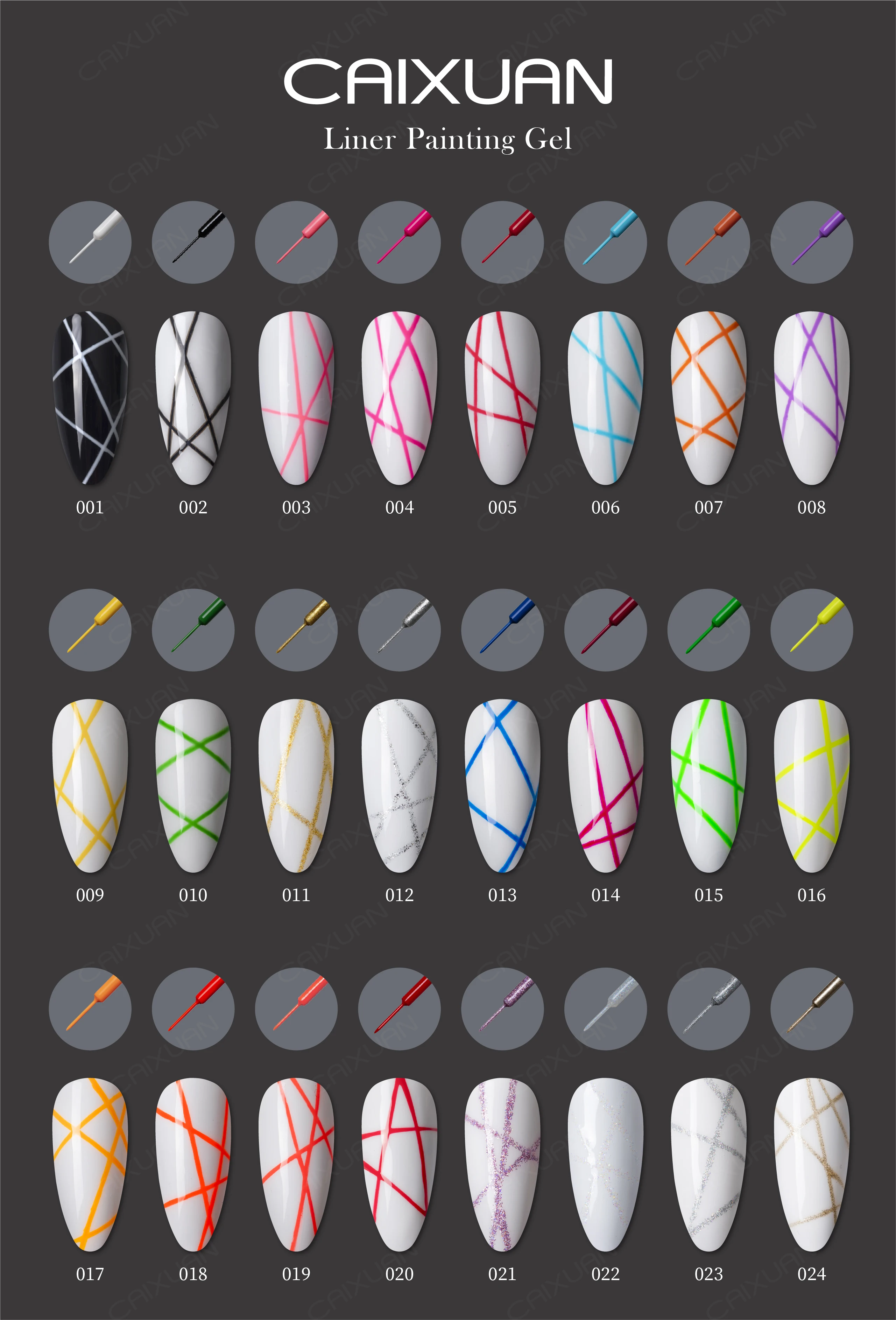 2021 new product 24 colors set gel liner nail art painting gel for nail art gel liner