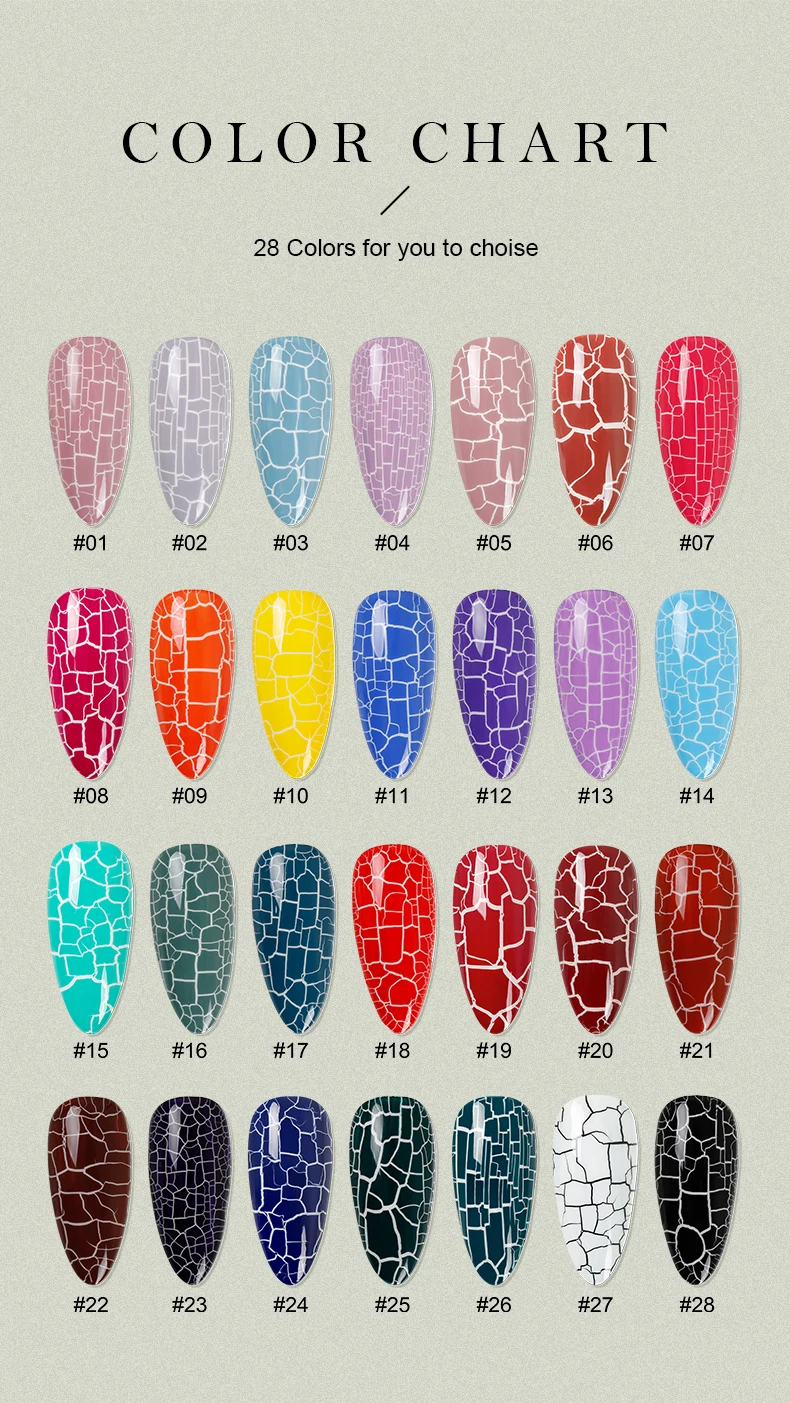 Hot Sale Crackle Gel OEM/ODM Wholesale UV Gel Polish 28 Colors