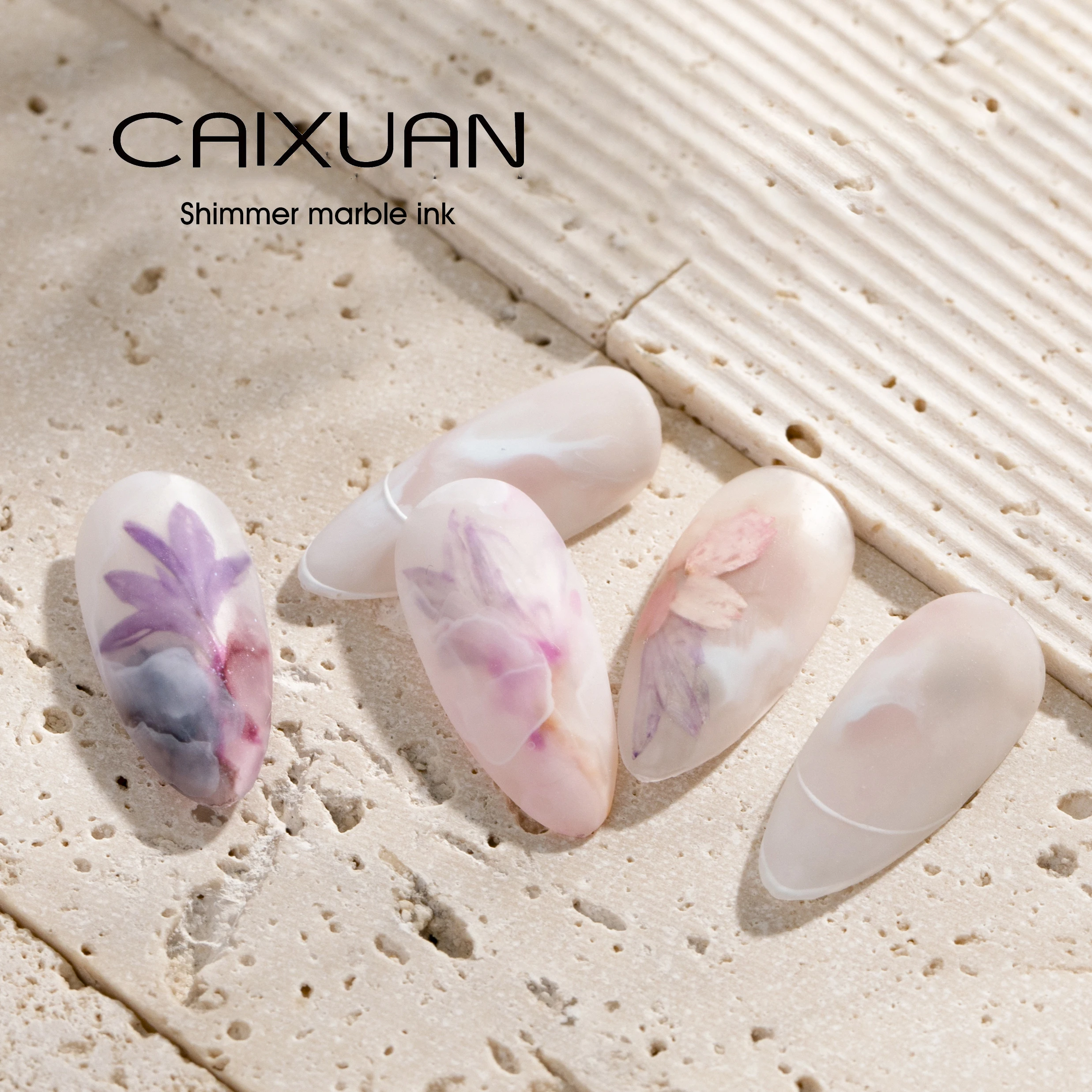 Custom private label shimmer blossoming gel nail art marble ink