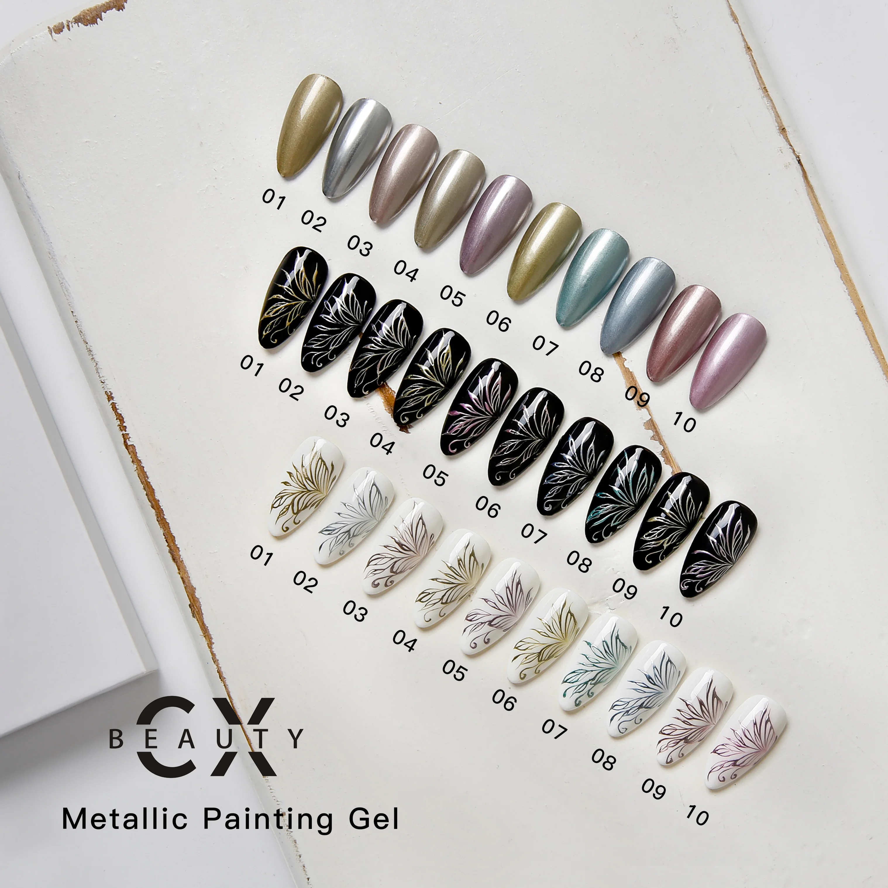 Guangzhou CX manicure supplier customized no wipe metallic painting gel for nail art