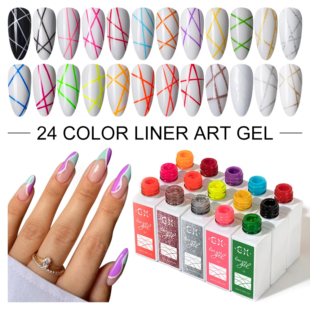 Hot Sale Free Sample 24 Colors Liner Art Gel for Nail Art