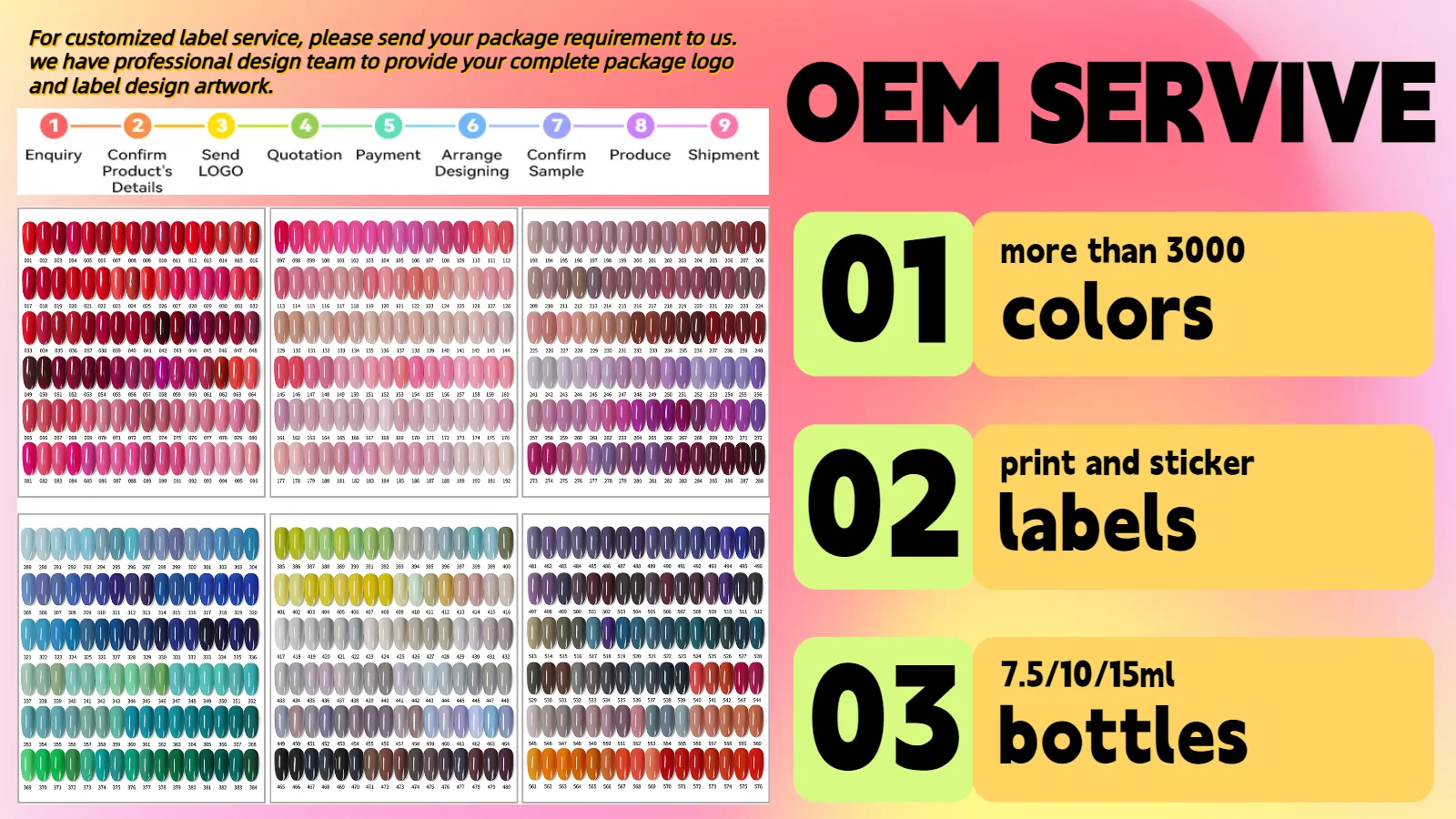 OEM 3000 Colors Vegan Gel Uv Led Gel Polish 7.5ml Bottles Private Label Wholesale Long Lasting Hema Free UV Gel Nail Polish