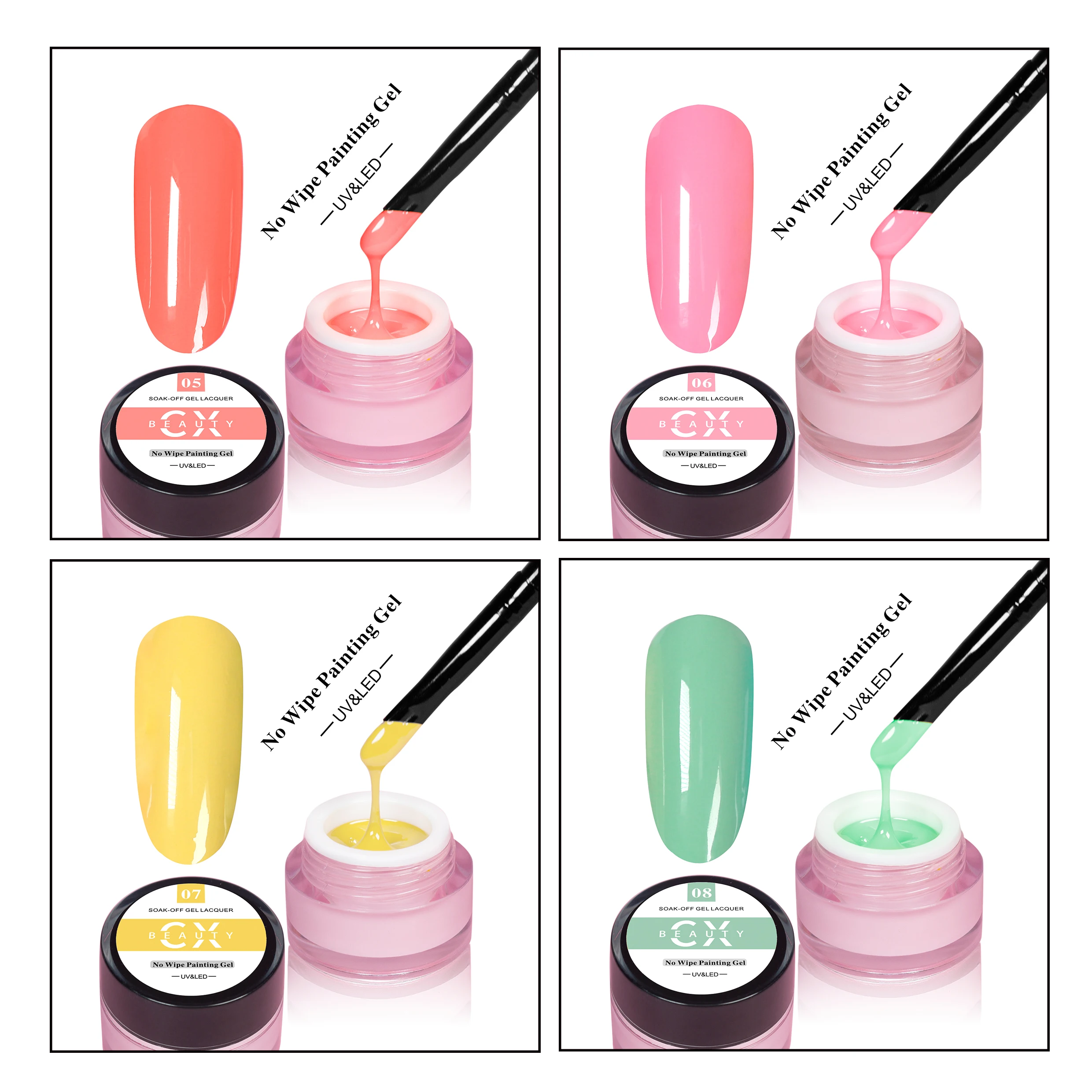 Caixuan Neon color painting stamping gel high quality gel paint for nail art