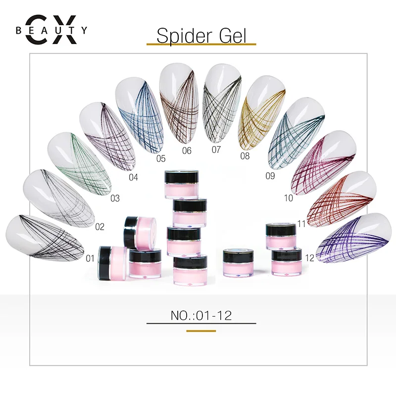 Wholesale customized nail spider varnish nail art design line colors drawing uv gel