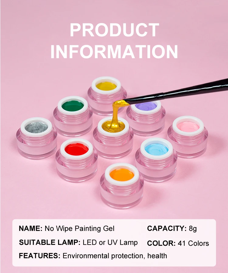 Non-toxic No Wipe Painting Gel Multiple Applications 41 Colors for Choice UV Gel